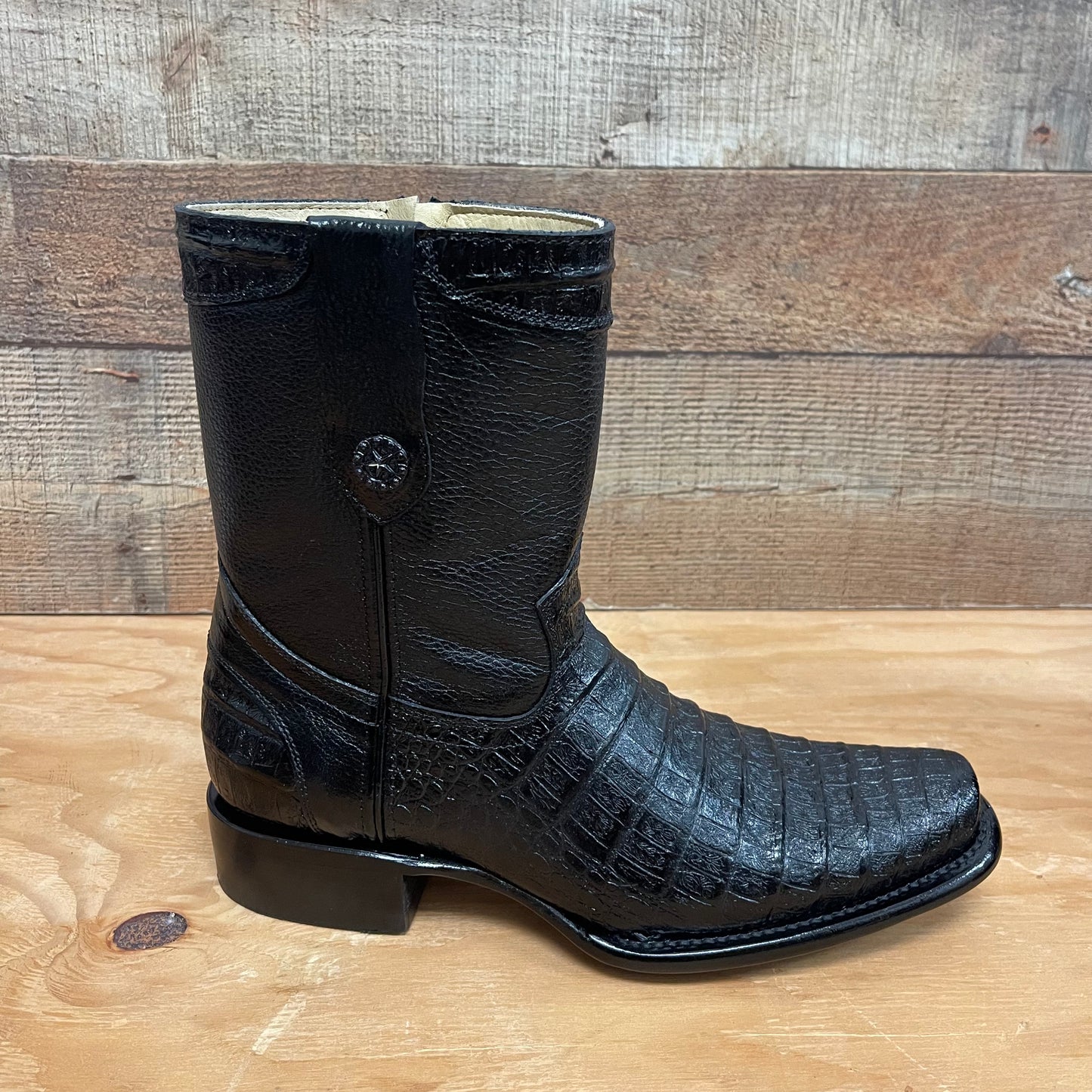 Men's Western Cowboy Genuine Leather with Zipper Crocodile Chest Print Est.268 Pecho Cocodrilo Cierre