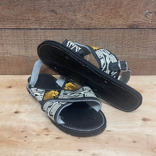Men's Mexican Leather Cushioned Sandals Embroidery Horse Huarache Cruzado Acojinado Bordado de Caballo