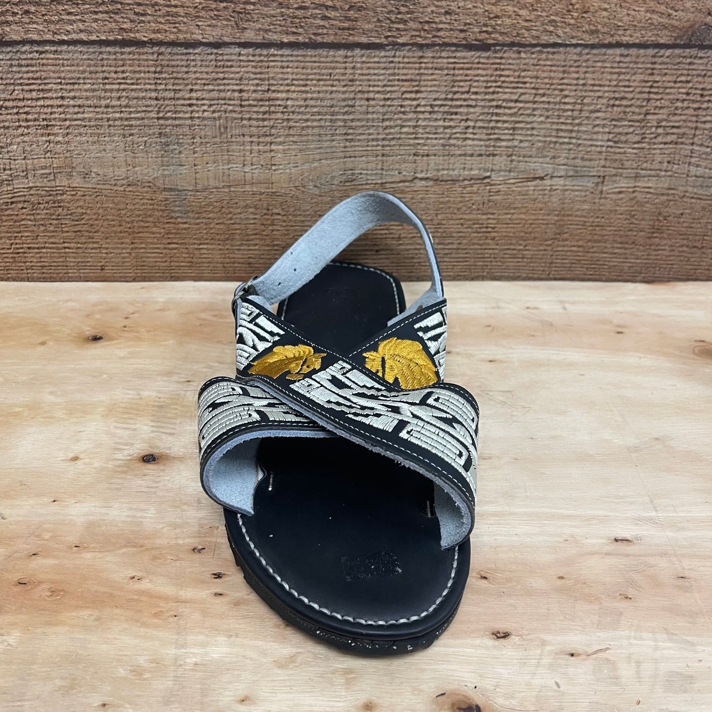 Men's Mexican Leather Cushioned Sandals Embroidery Horse Huarache Cruzado Acojinado Bordado de Caballo
