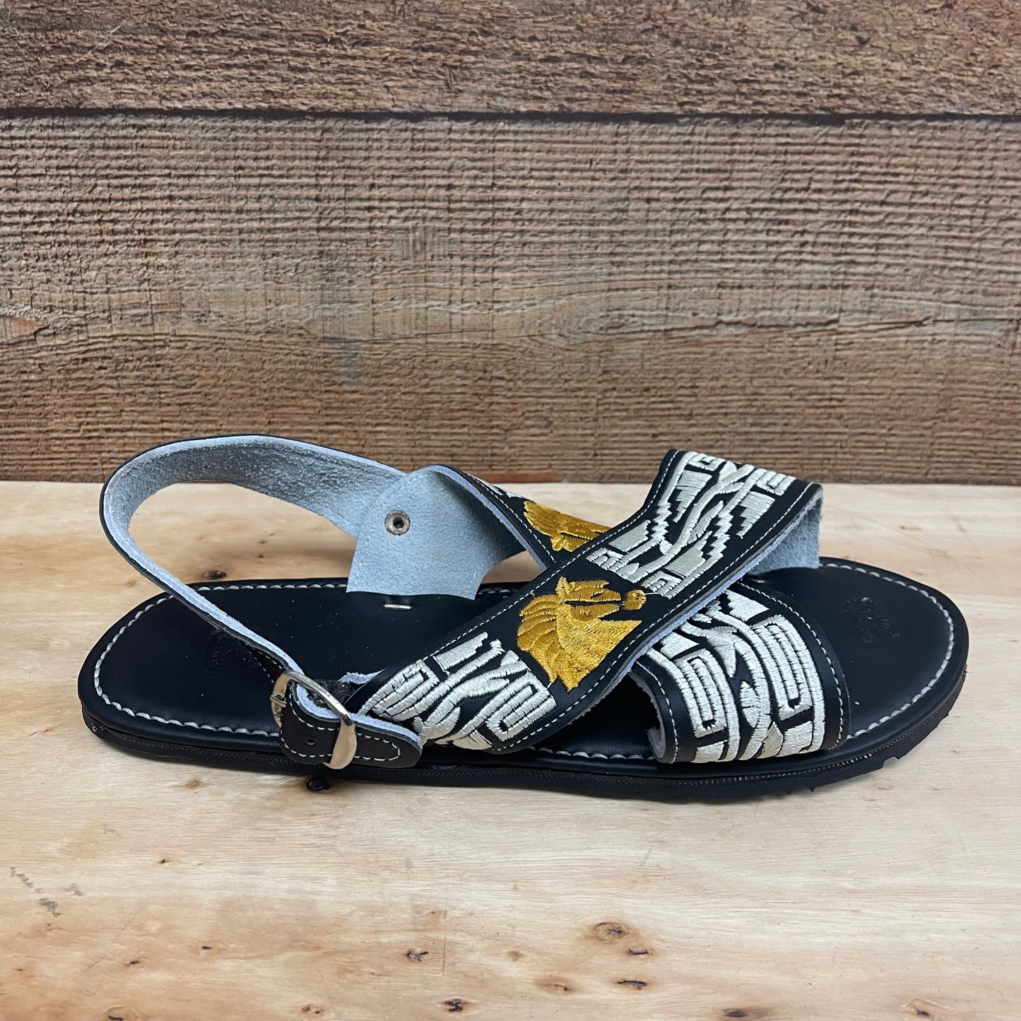 Men's Mexican Leather Cushioned Sandals Embroidery Horse Huarache Cruzado Acojinado Bordado de Caballo