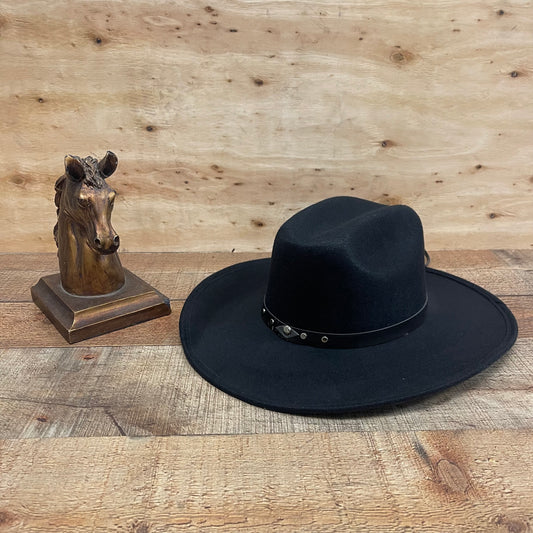 Kid's  Black Western Cowboy Rodeo Hat Flat Shape Texana De Nino Plana Indiana Negra