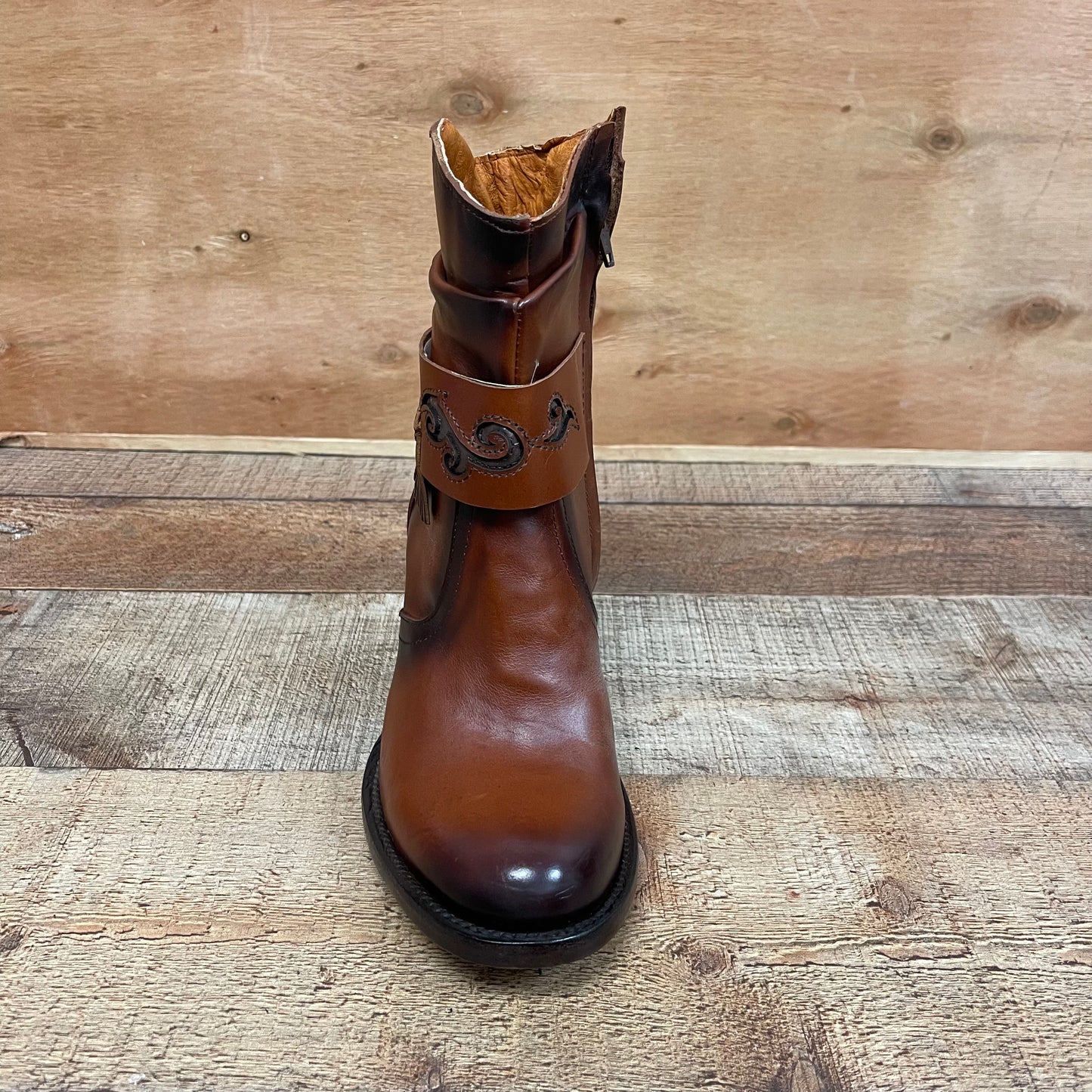 Women's Ankle Cowgirl Western Genuine Leather High Heel Boots with Zipper Est.910 Botina Tacon Cierre