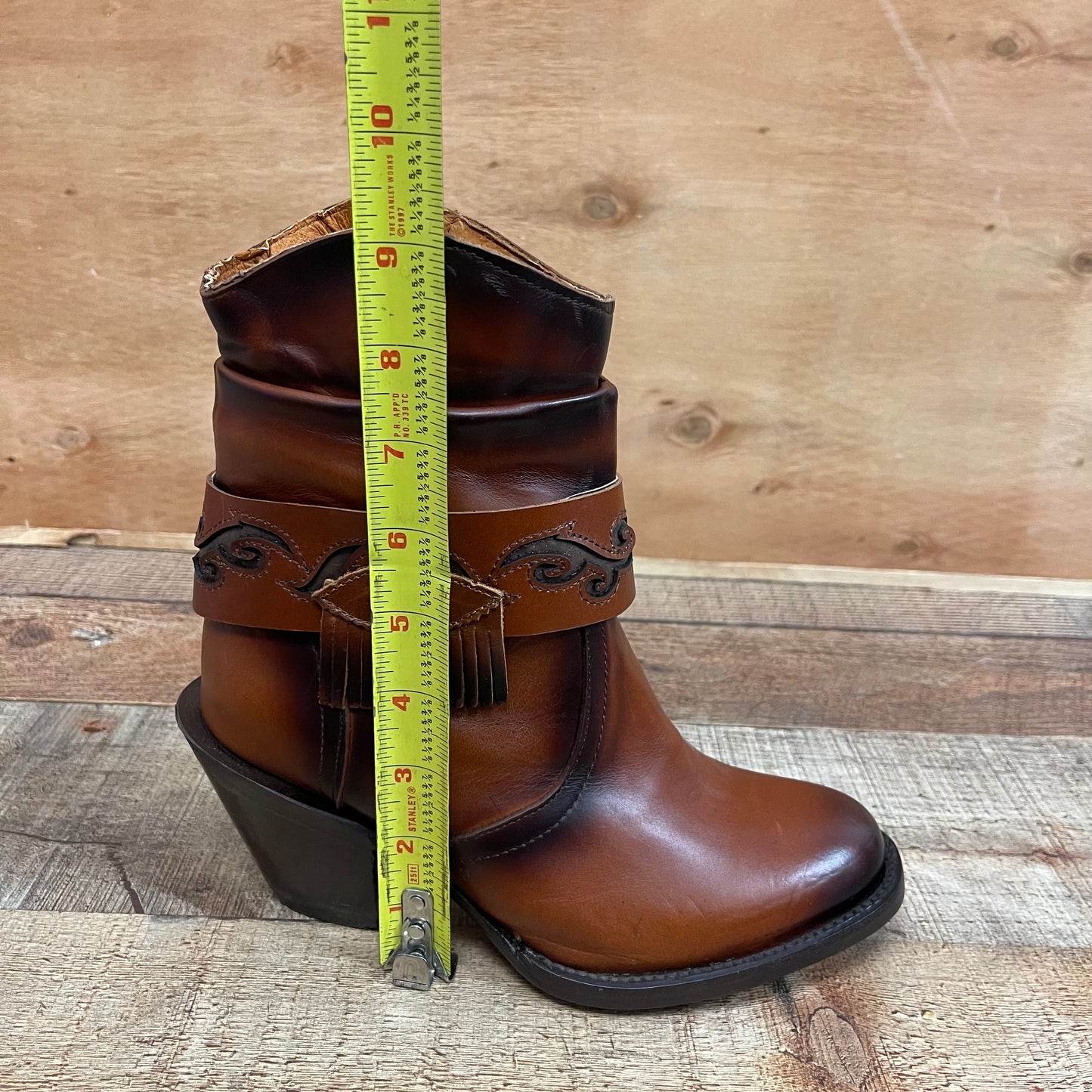 Women's Ankle Cowgirl Western Genuine Leather High Heel Boots with Zipper Est.910 Botina Tacon Cierre