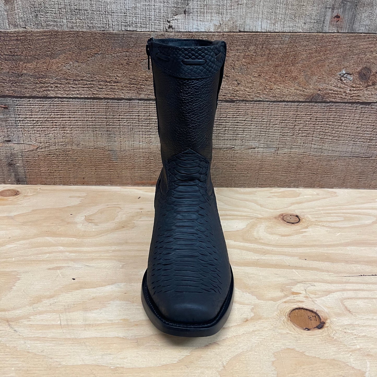 Men's Western Cowboy Side Zipper Genuine Leather with Python Print Dubai Toe Boots Est.265 Piton Cierre Horma Dubai