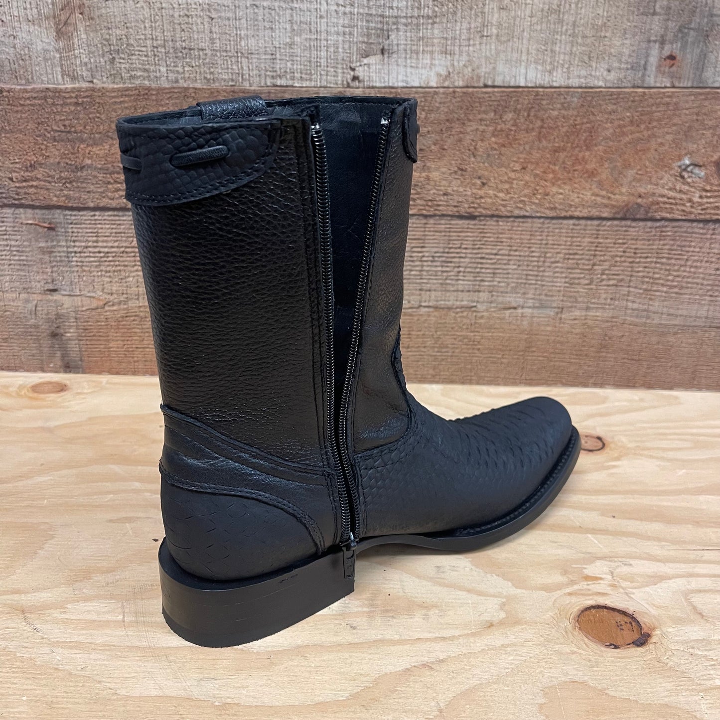 Men's Western Cowboy Side Zipper Genuine Leather with Python Print Dubai Toe Boots Est.265 Piton Cierre Horma Dubai