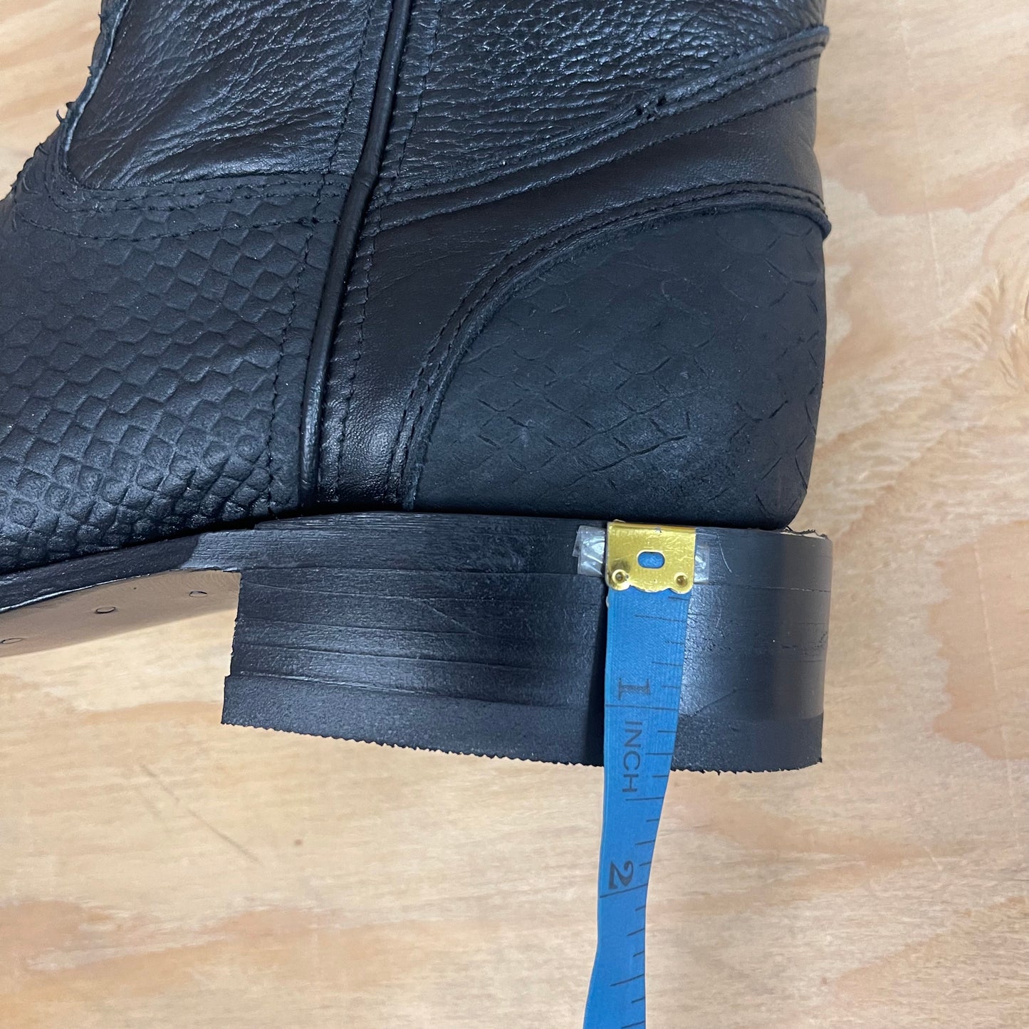 Men's Western Cowboy Side Zipper Genuine Leather with Python Print Dubai Toe Boots Est.265 Piton Cierre Horma Dubai