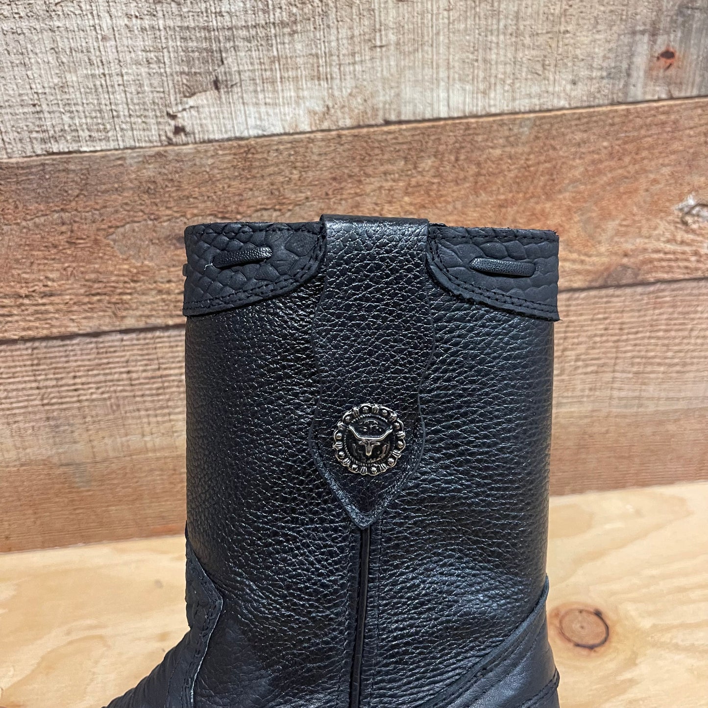 Men's Western Cowboy Side Zipper Genuine Leather with Python Print Dubai Toe Boots Est.265 Piton Cierre Horma Dubai