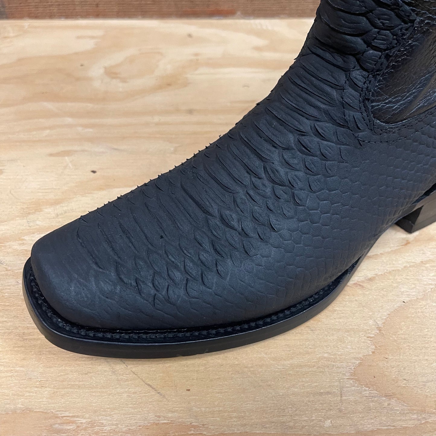 Men's Western Cowboy Side Zipper Genuine Leather with Python Print Dubai Toe Boots Est.265 Piton Cierre Horma Dubai