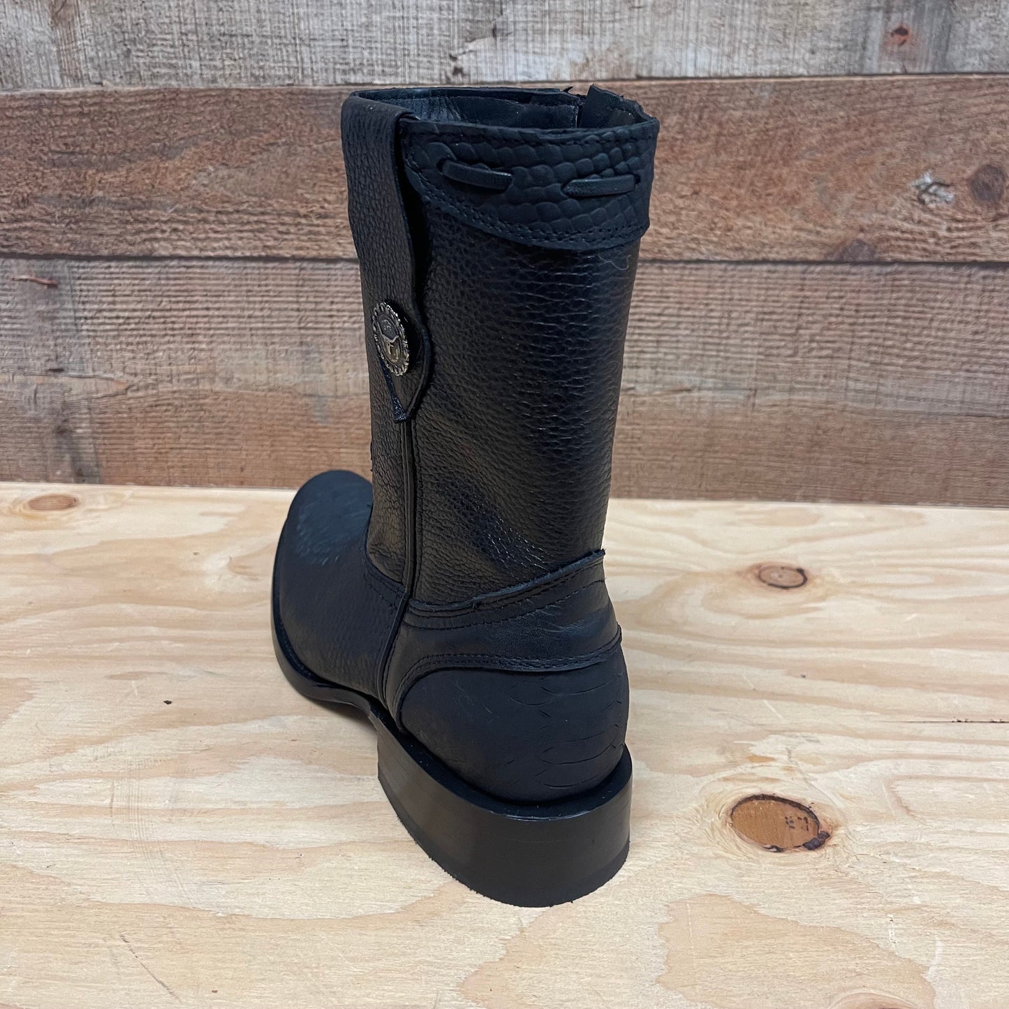 Men's Western Cowboy Side Zipper Genuine Leather with Python Print Dubai Toe Boots Est.265 Piton Cierre Horma Dubai