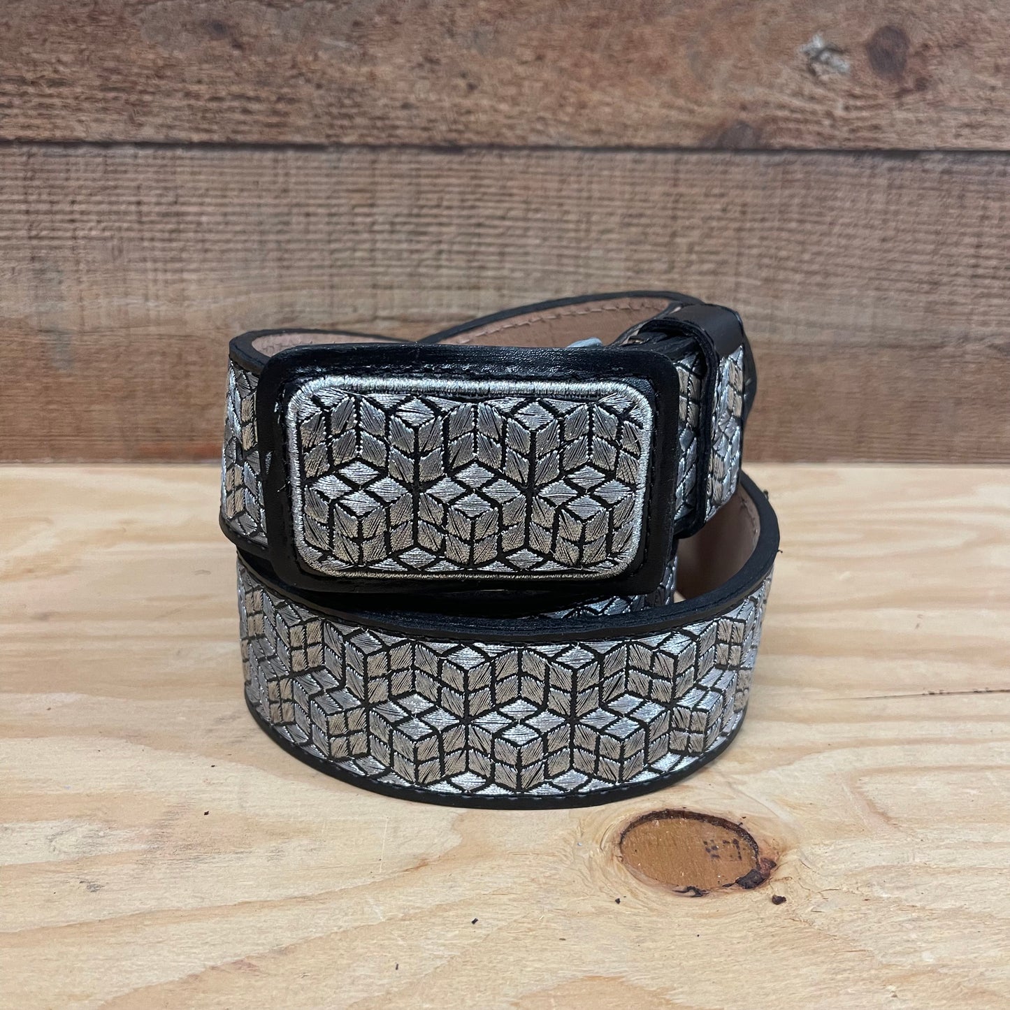 Men's Mexican Embroidered Belt Cinto Hilo Plateado