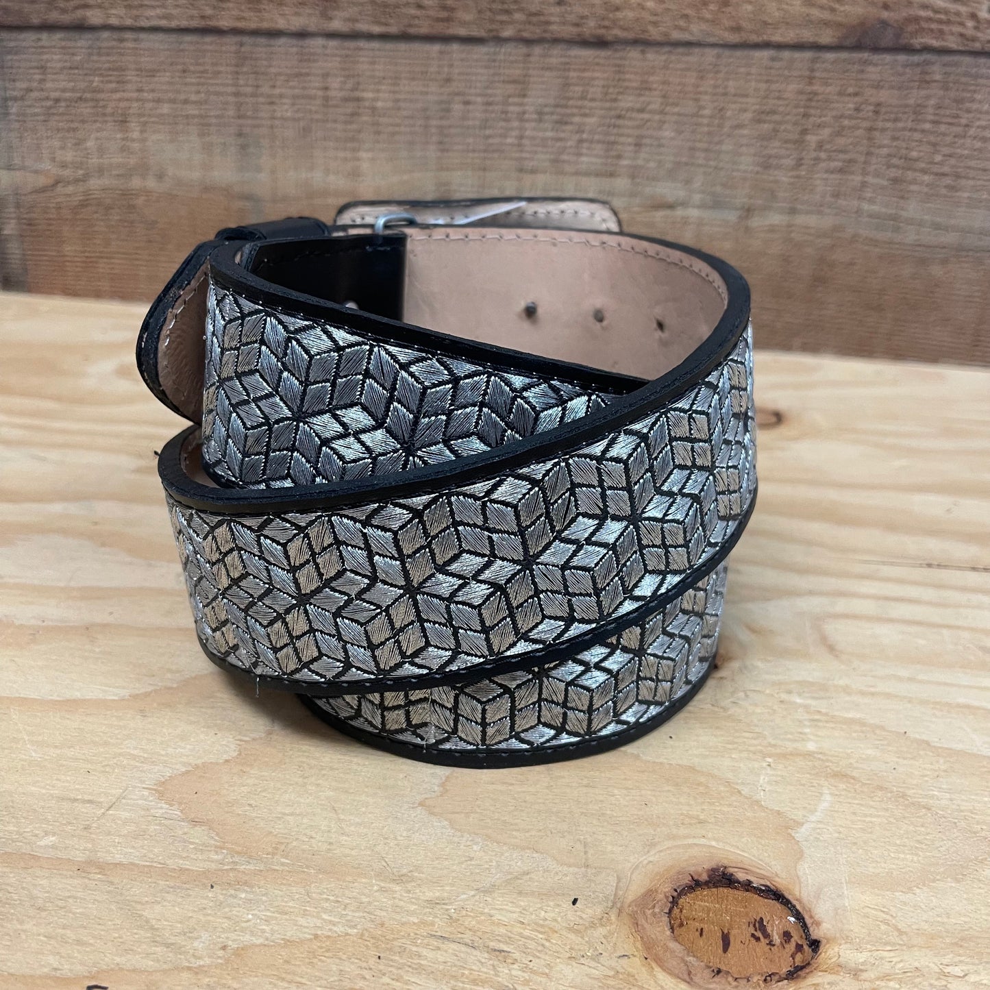 Men's Mexican Embroidered Belt Cinto Hilo Plateado