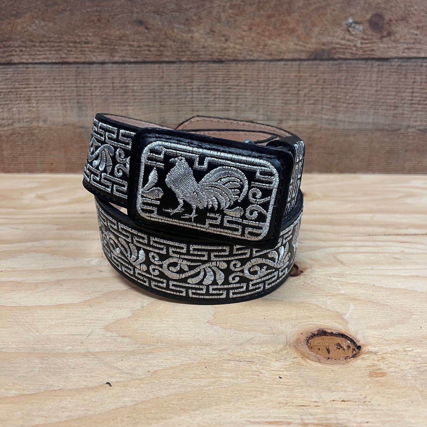 Men's Mexican Embroidered Belt Cinto Hilo Plateado