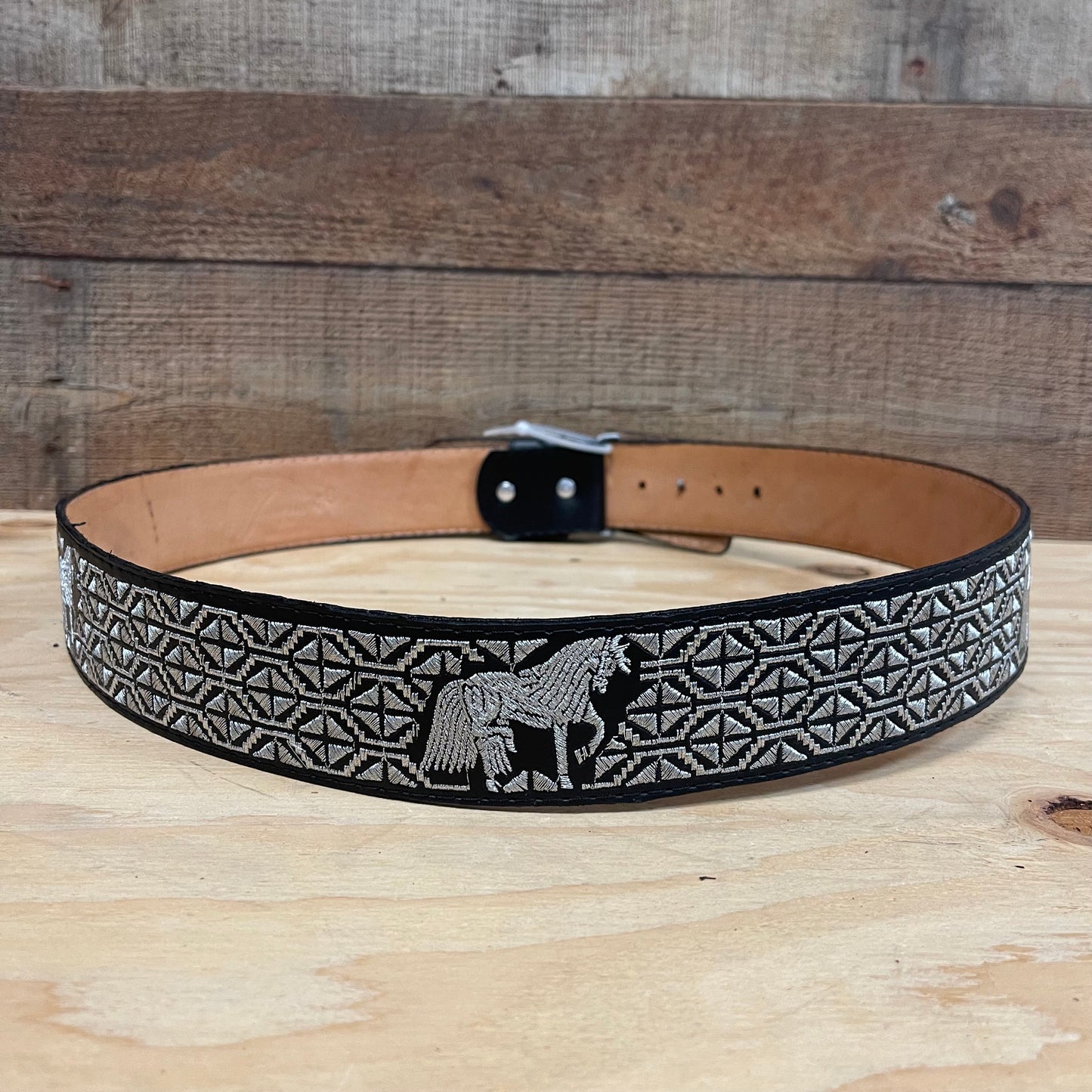 Men's Mexican Embroidered Belt Cinto Hilo Plateado