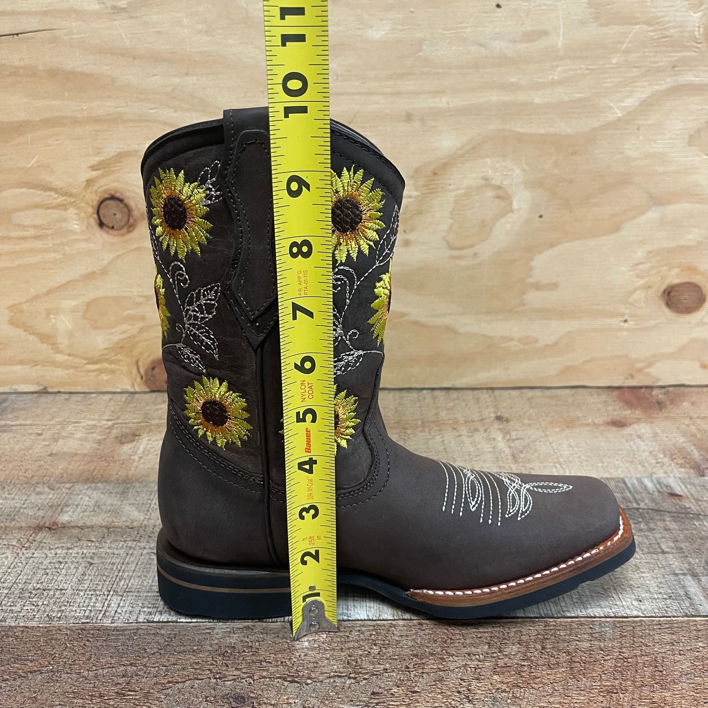Women's Western Rodeo Square Toe Cowgirl Boots Leather Sunflower Est.711 Dama Girasol Tubo Corto