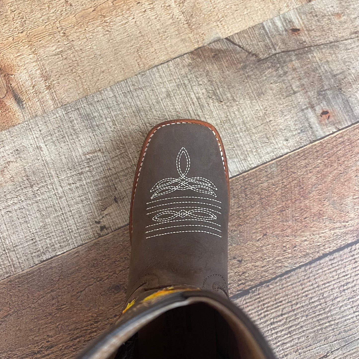 Women's Western Rodeo Square Toe Cowgirl Boots Leather Sunflower Est.711 Dama Girasol Tubo Corto