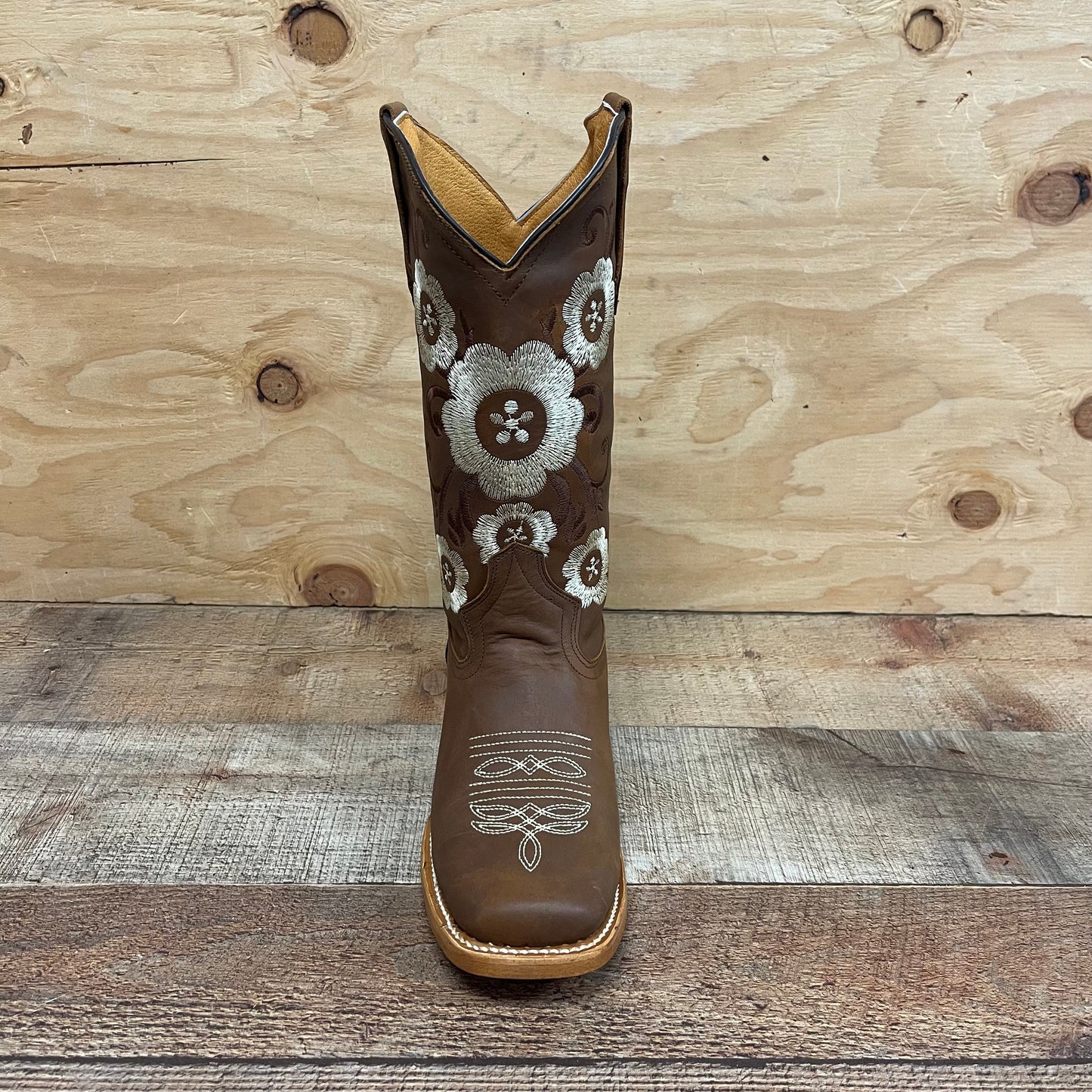 Botas vaqueras de rodeo occidental para mujer de cuero genuino Caoba Est.704 Dama Rodeo