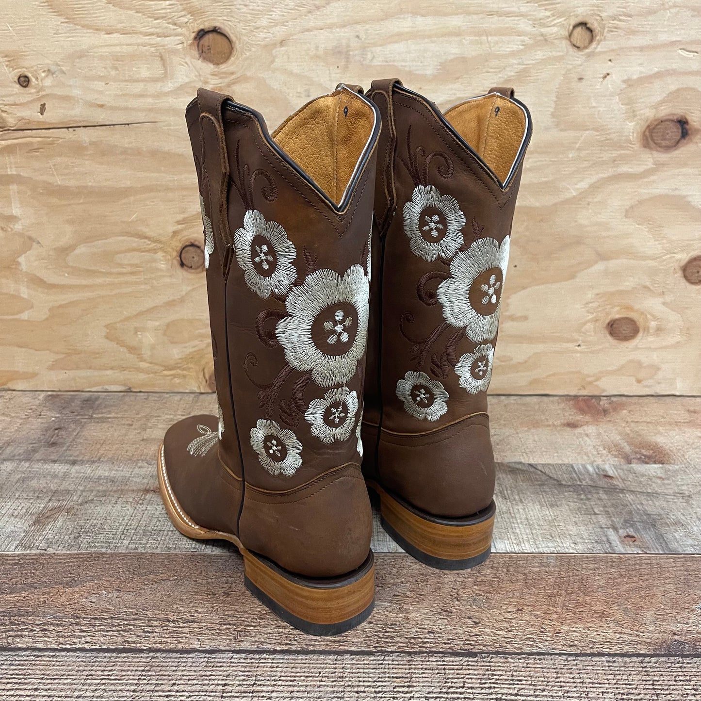 Botas vaqueras de rodeo occidental para mujer de cuero genuino Caoba Est.704 Dama Rodeo