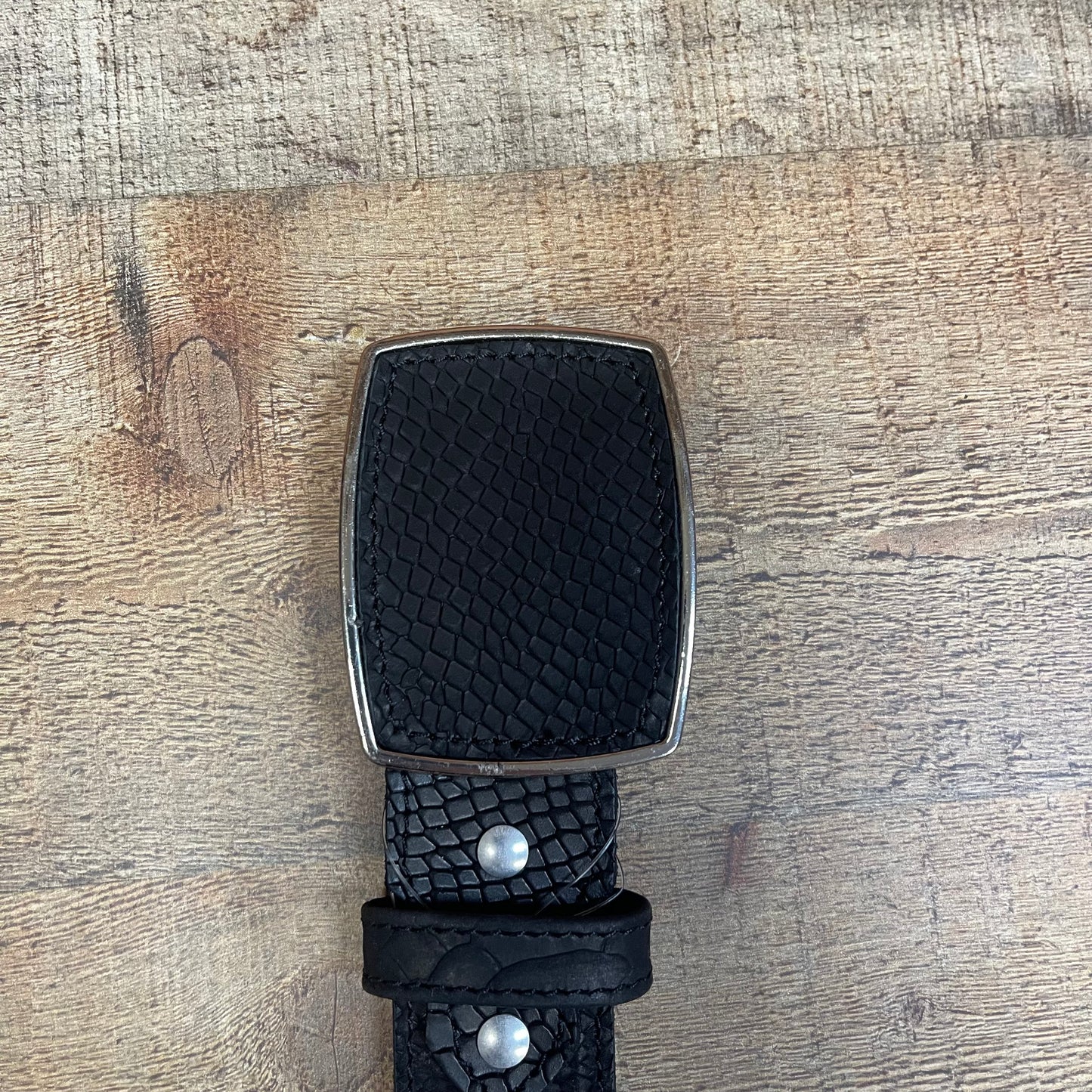 Men's Western Cowboy Genuine Leather Python Belt with Square Buckle Cinto Piton Hebilla Cuadrada