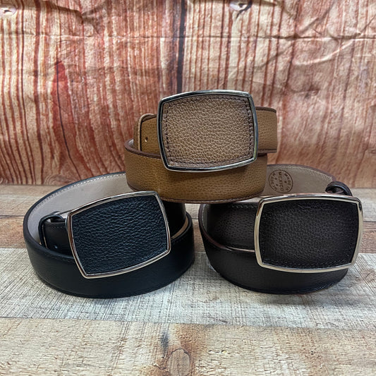 Men's Western Cowboy Genuine Leather American Deer Belt with Square Buckle Cinto Venado Americano Hebilla Cuadrada