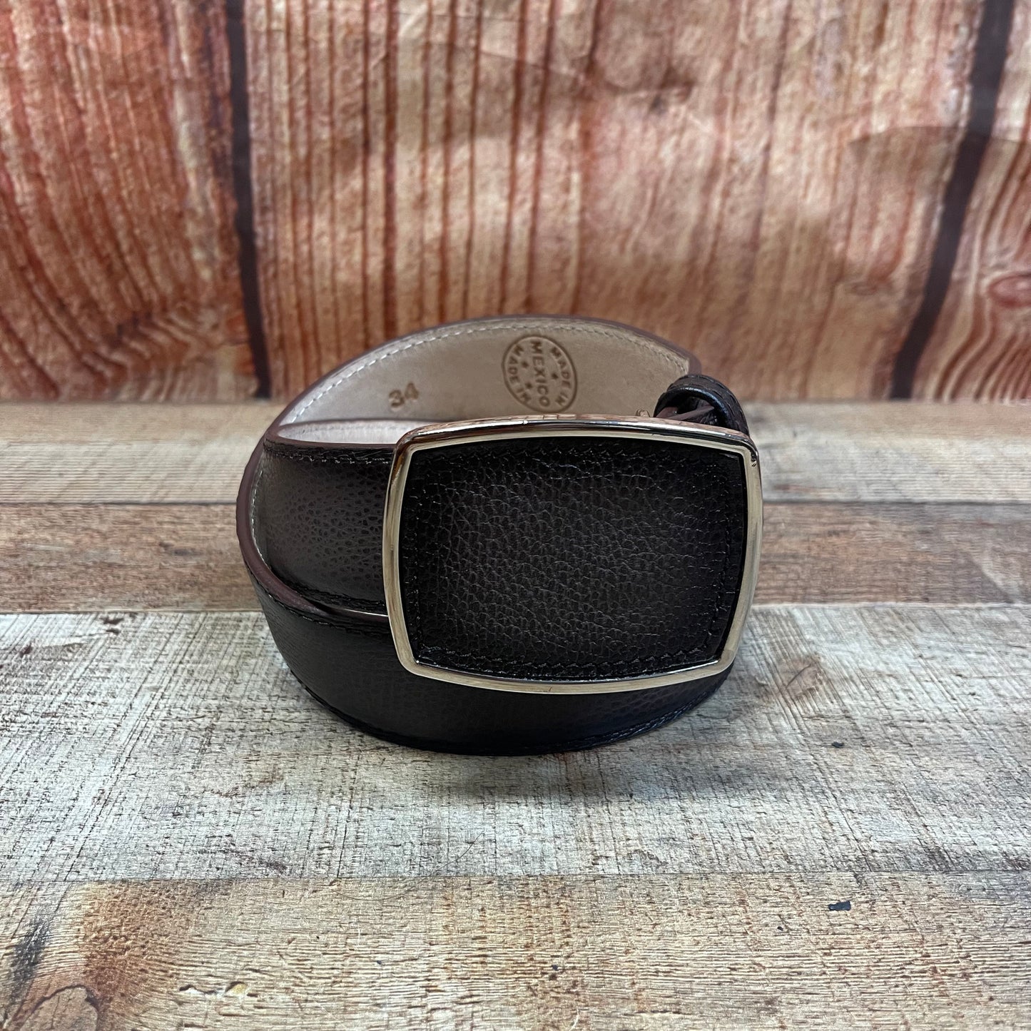 Men's Western Cowboy Genuine Leather American Deer Belt with Square Buckle Cinto Venado Americano Hebilla Cuadrada