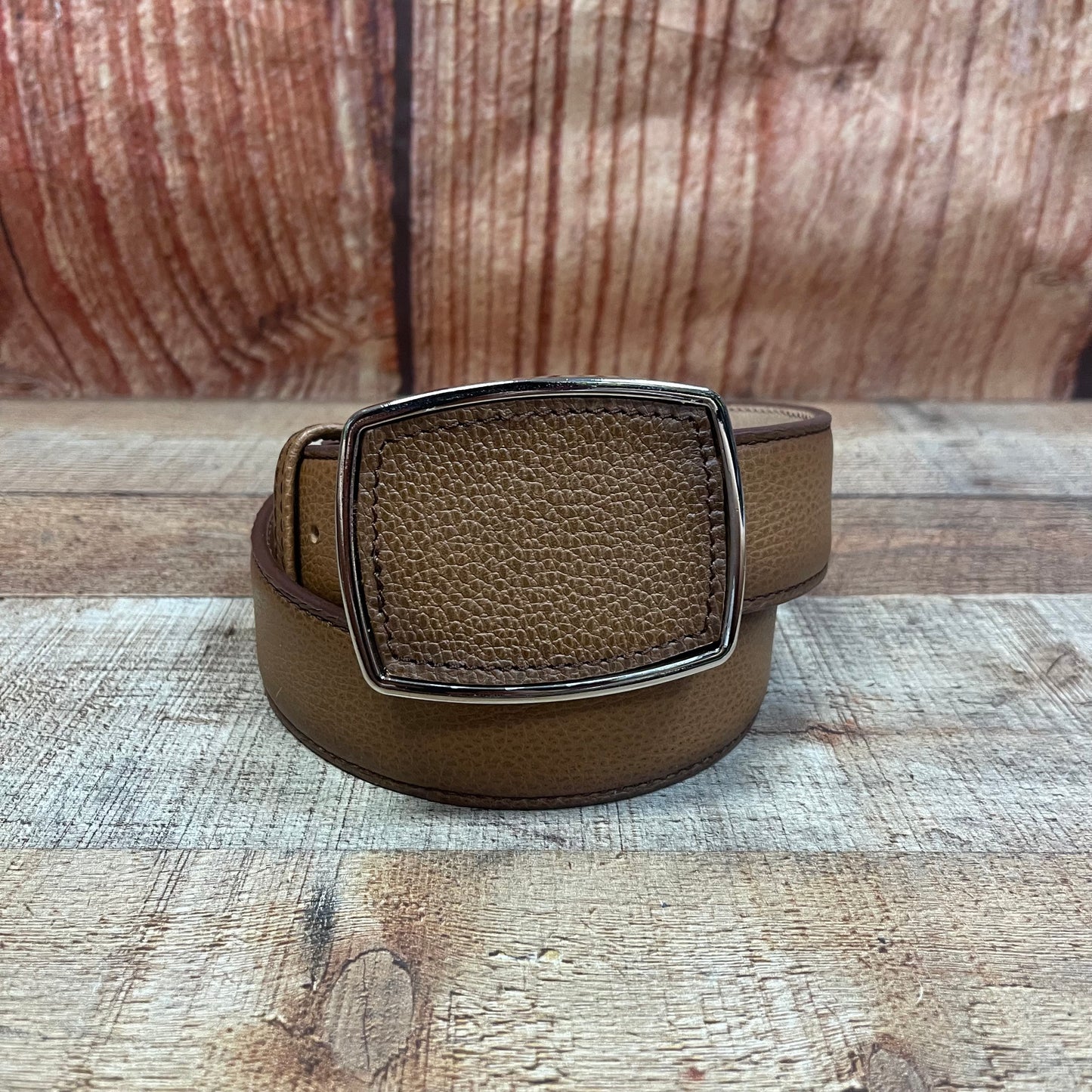 Men's Western Cowboy Genuine Leather American Deer Belt with Square Buckle Cinto Venado Americano Hebilla Cuadrada