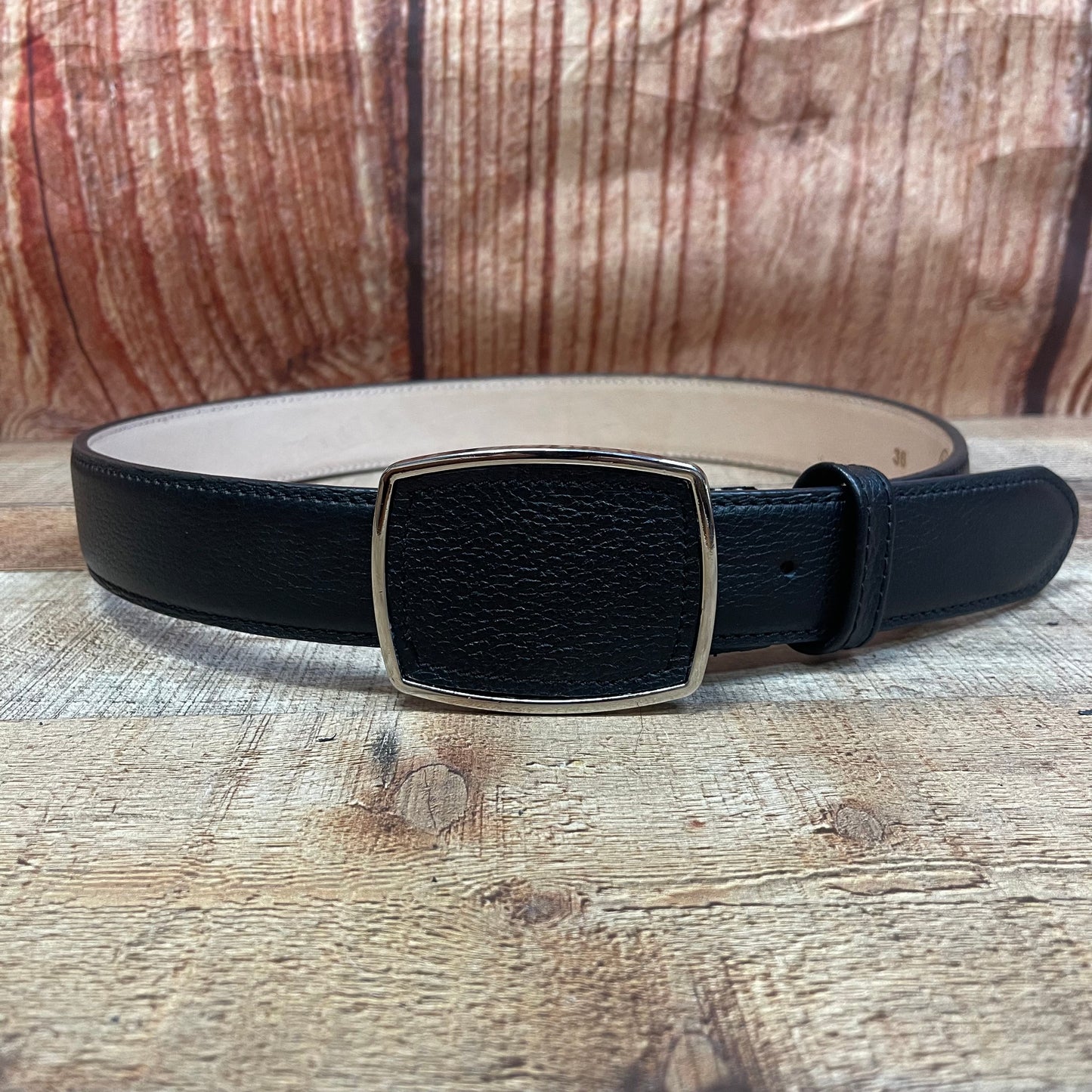 Men's Western Cowboy Genuine Leather American Deer Belt with Square Buckle Cinto Venado Americano Hebilla Cuadrada