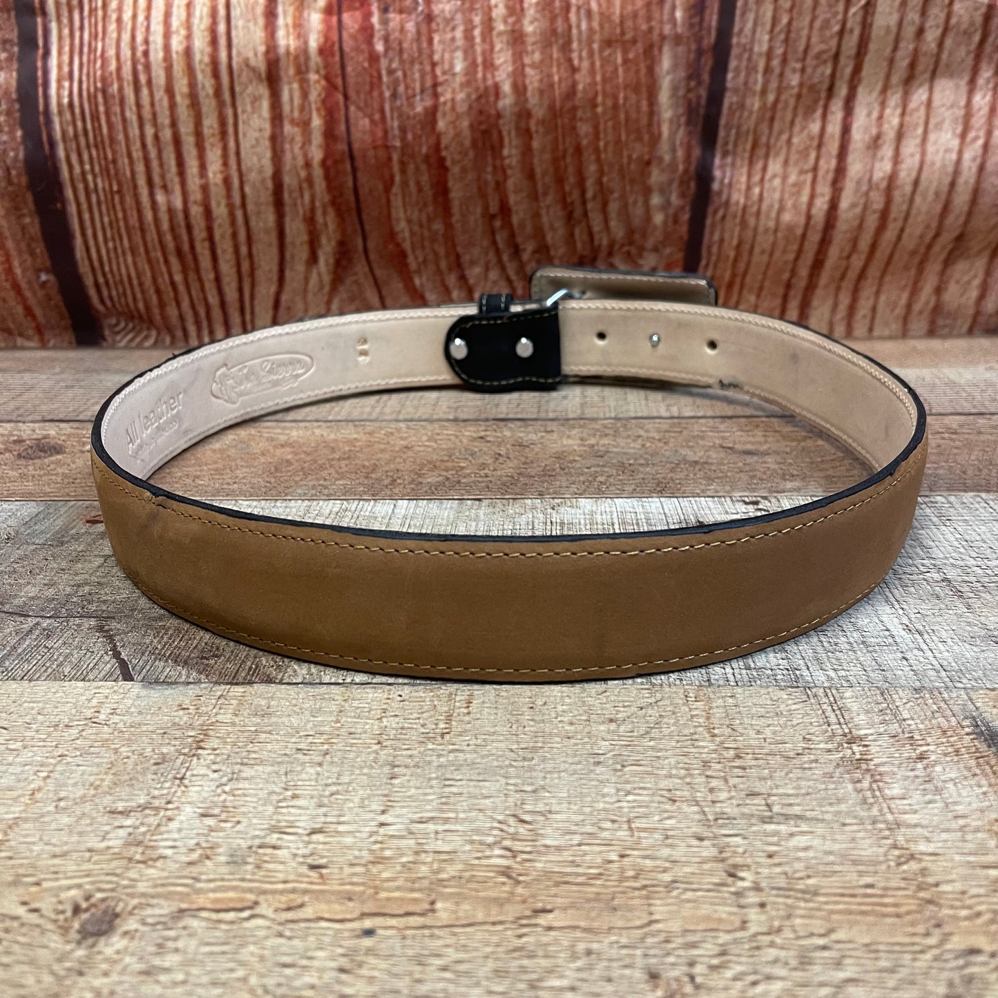 Men's Western Cowboy Genuine Leather Black-Hazel Belt with Square Buckle Bull Design Cinto Toro Hebilla Cuadrada Negro-Avellanda