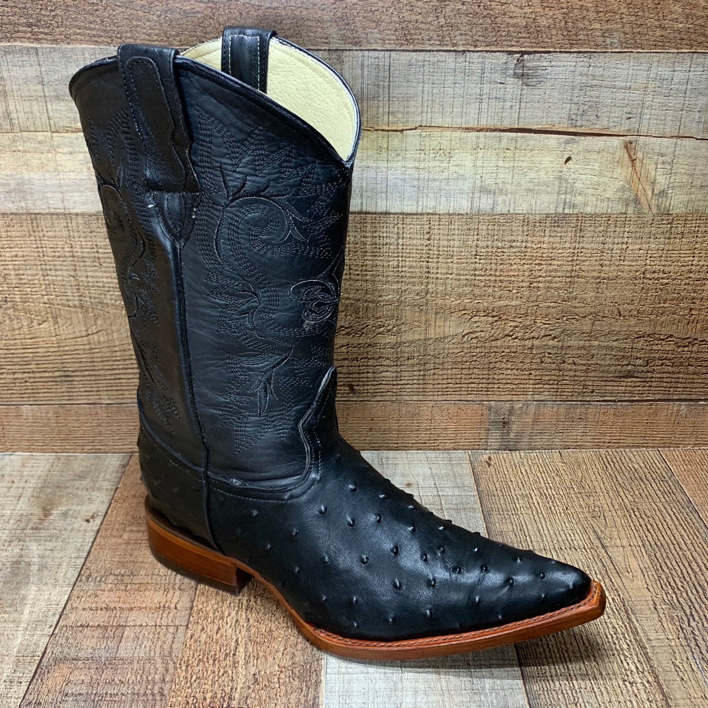 Men's Cowboy Western Exotic Ostrich Print Pointed Toe Boot Bota Avestruz Puntal Est.097