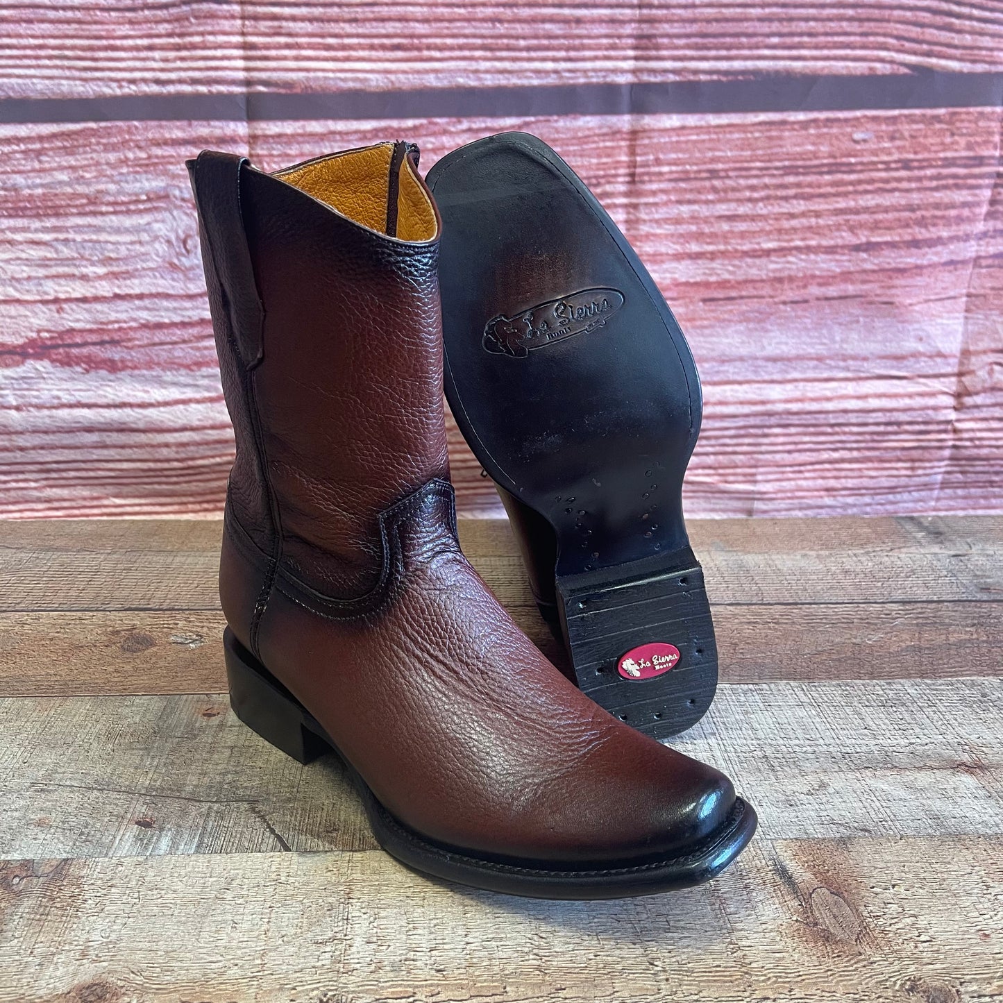 Men's Western Cowboy Zipper Genuine American Deer Leather Boots Dubai Toe Est. 264