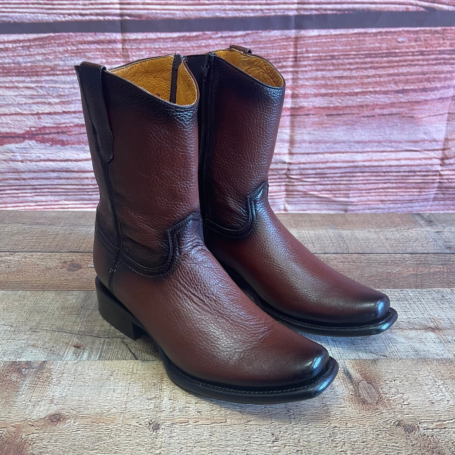 Men's Western Cowboy Zipper Genuine American Deer Leather Boots Dubai Toe Est. 264