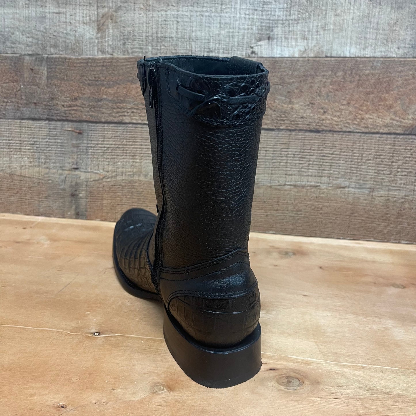 Men's Western Cowboy Side Zipper Genuine Leather with Cayman Print Dubai Toe Boots Est.265 Cayman Cierre Horma Dubai
