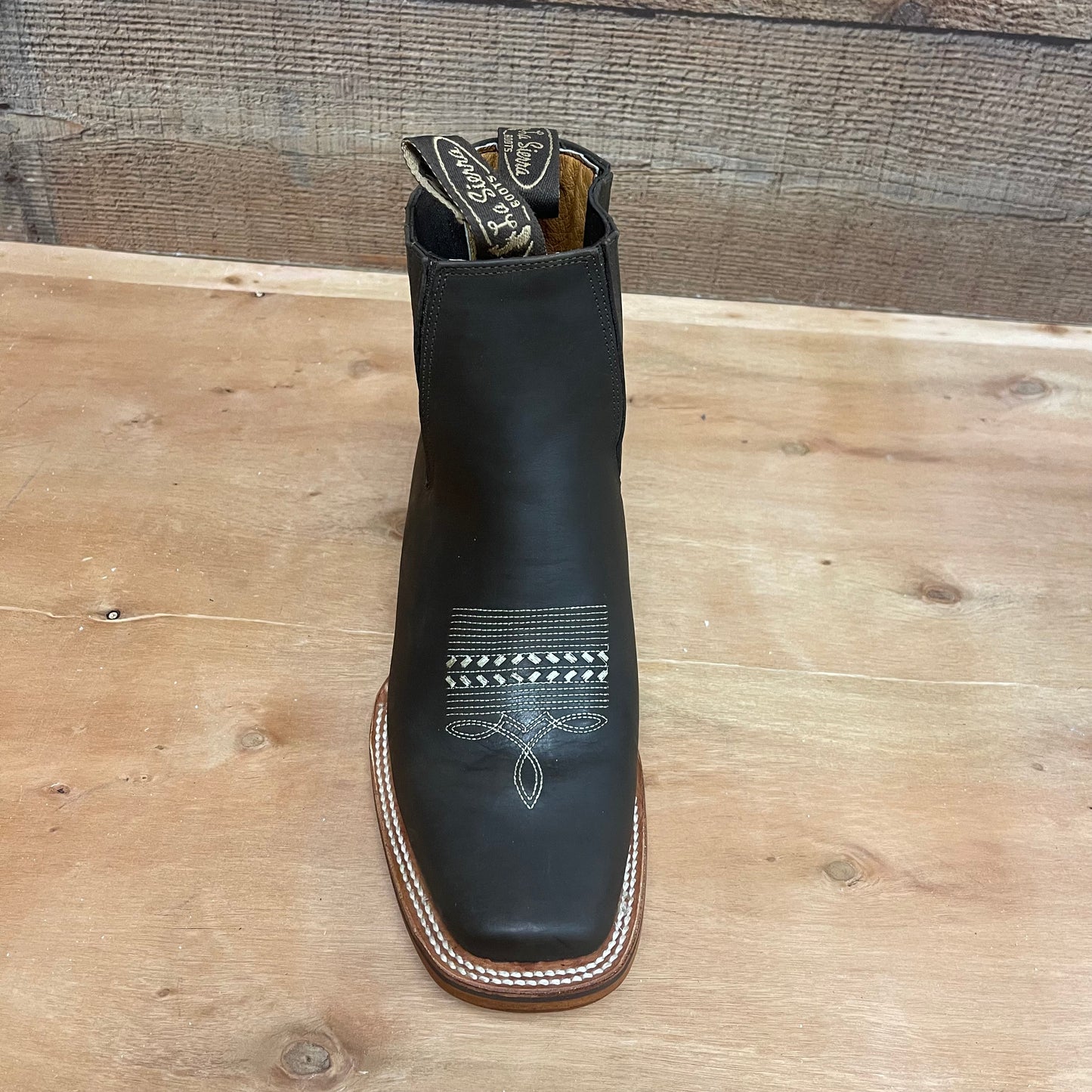 Men's Western Rodeo Ankle Boot Leather Sole Embroidered Design Genuine Crazy Leather Botín Est. Crazy Tabaco