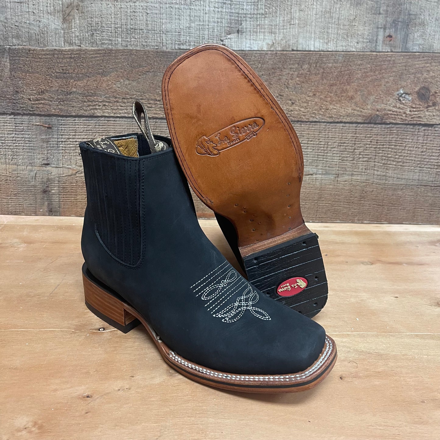 Men's Western Rodeo Ankle Boot Leather Sole Embroidered Design Botín Est.356