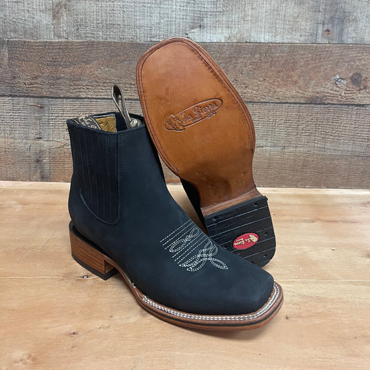 Men's Western Rodeo Ankle Boot Leather Sole Embroidered Design Botín Est.356