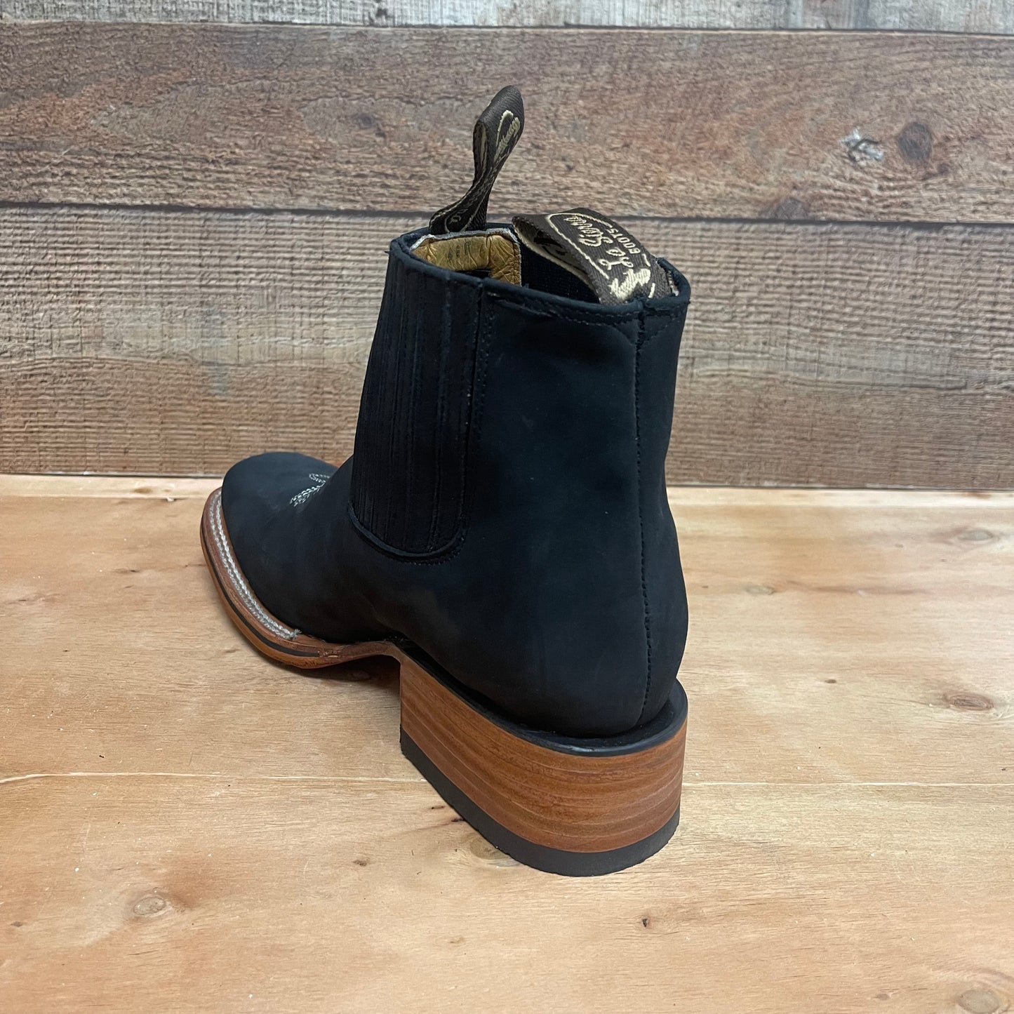 Men's Western Rodeo Ankle Boot Leather Sole Embroidered Design Botín Est.356
