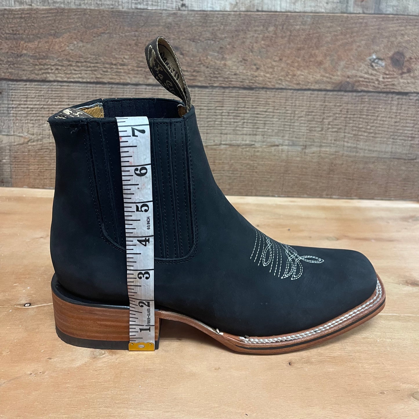 Men's Western Rodeo Ankle Boot Leather Sole Embroidered Design Botín Est.356