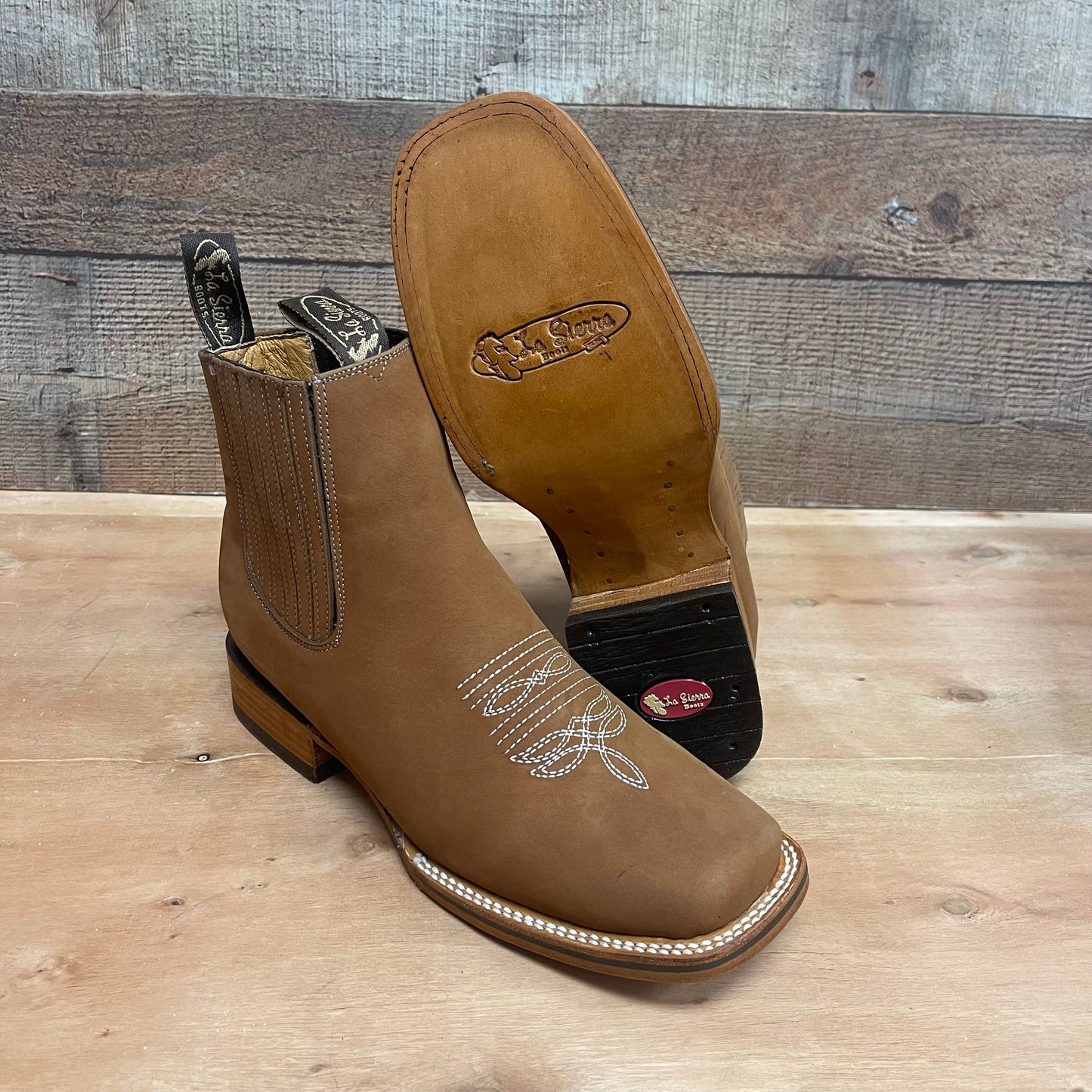 Men's Western Rodeo Ankle Boot Leather Sole Embroidered Design Botín Est.712