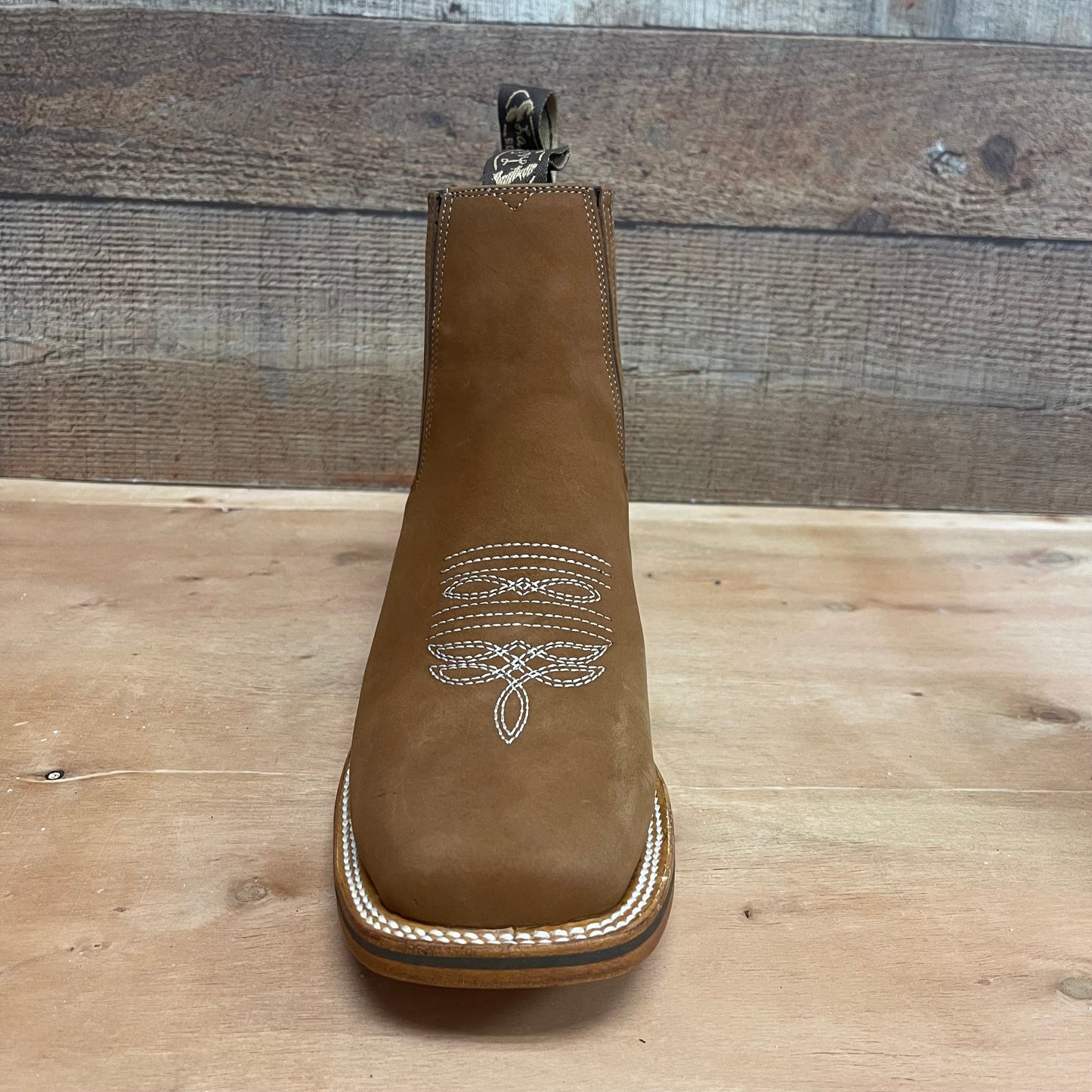 Men's Western Rodeo Ankle Boot Leather Sole Embroidered Design Botín Est.712
