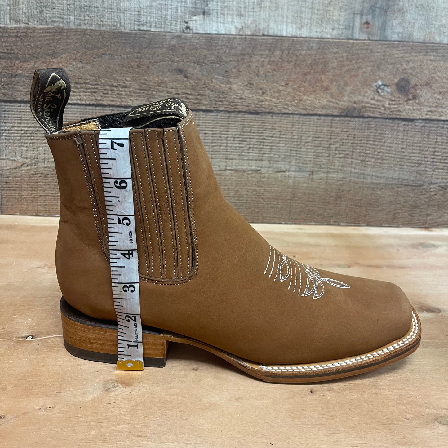 Men's Western Rodeo Ankle Boot Leather Sole Embroidered Design Botín Est.712