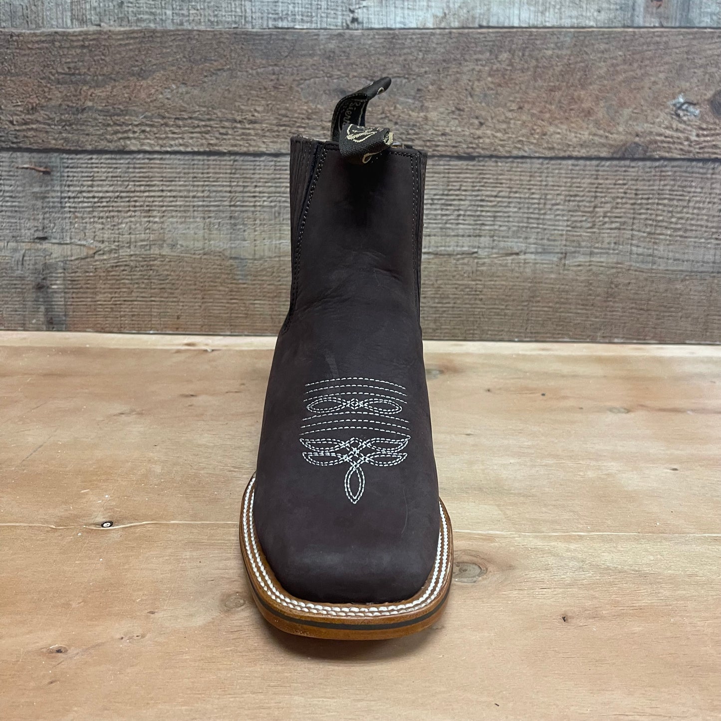 Men's Western Rodeo Ankle Boot Leather Sole Embroidered Design Botín Est.712