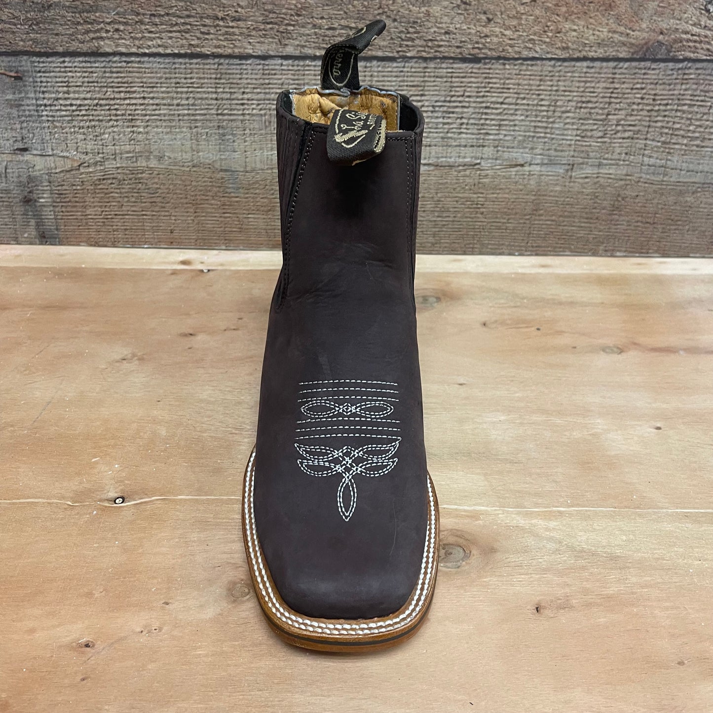 Men's Western Rodeo Ankle Boot Leather Sole Embroidered Design Botín Est.712