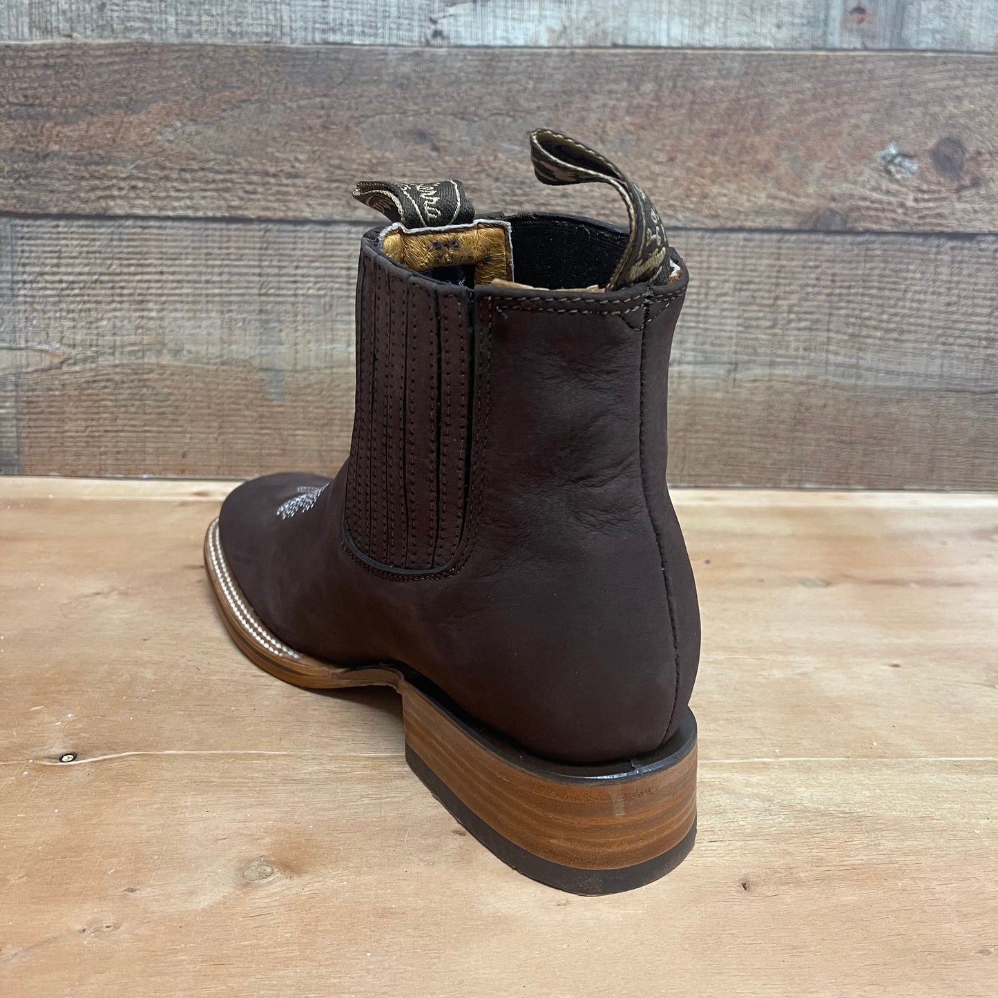 Men's Western Rodeo Ankle Boot Leather Sole Embroidered Design Botín Est.712