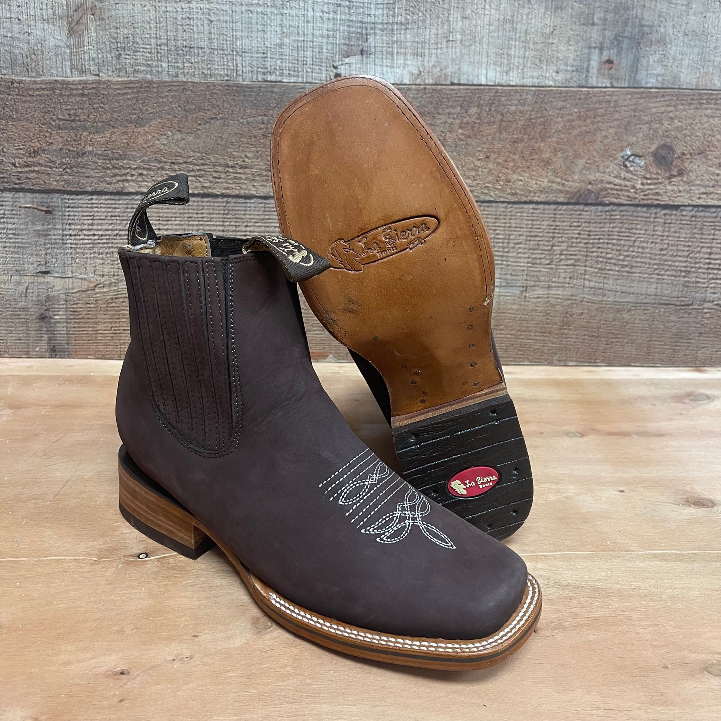 Men's Western Rodeo Ankle Boot Leather Sole Embroidered Design Botín Est.712
