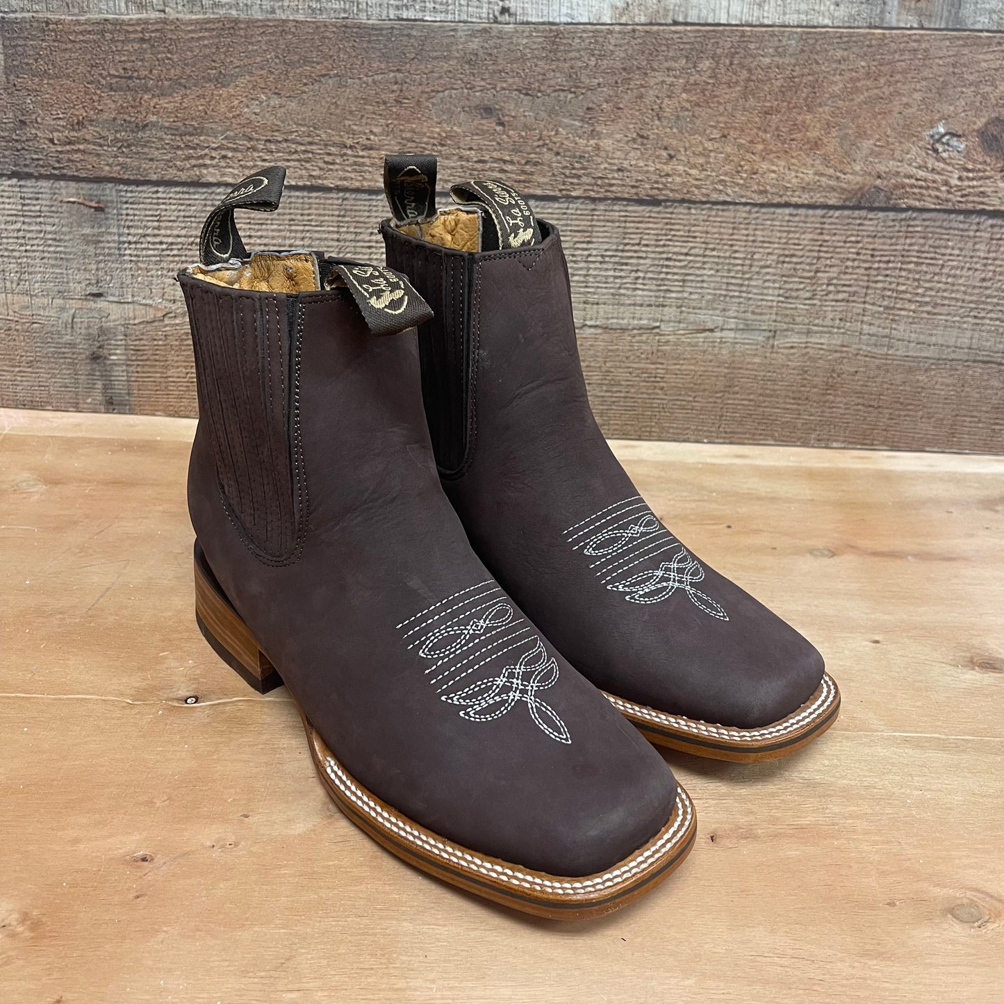 Men's Western Rodeo Ankle Boot Leather Sole Embroidered Design Botín Est.712