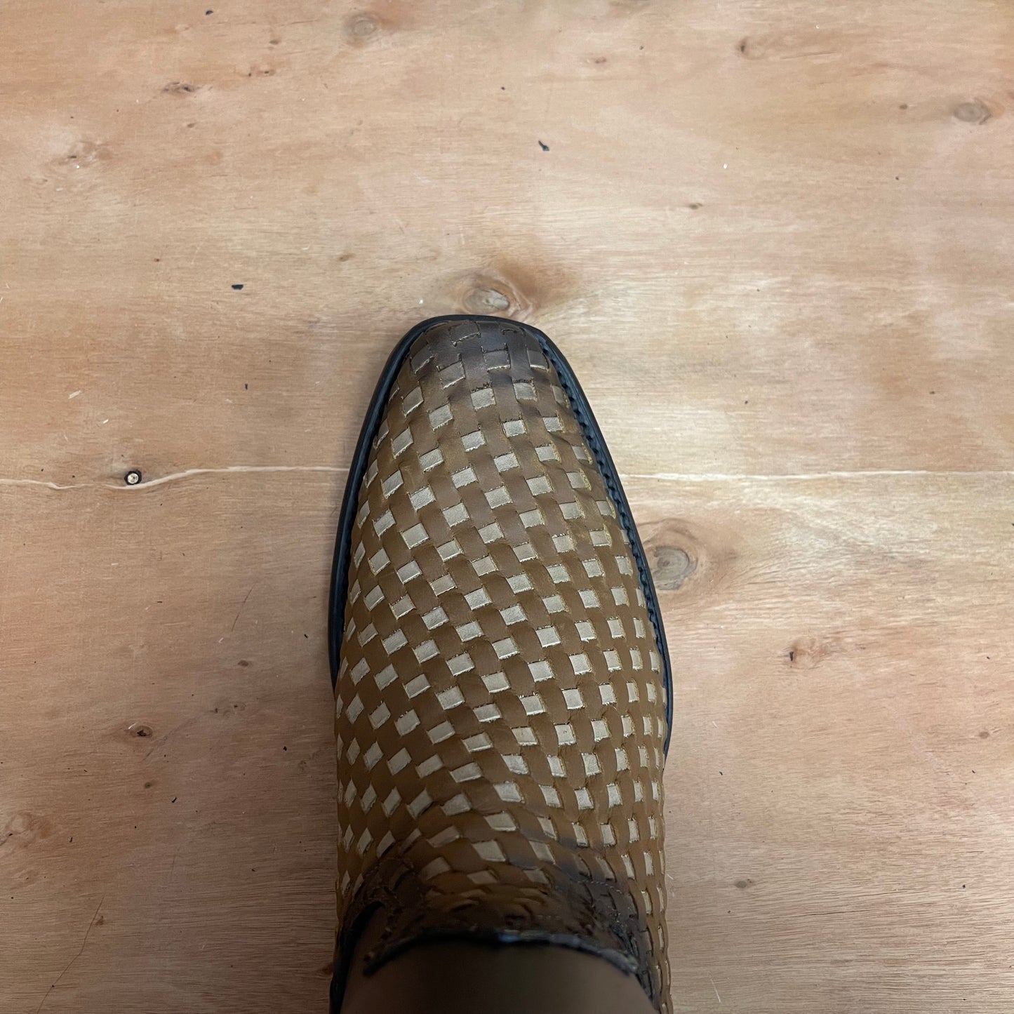 Men's Western Cowboy Side Zipper Genuine Leather with Handwoven Petatillo Style Dubai Toe Boots Est.272 Petatillo Cierre Horma Dubai