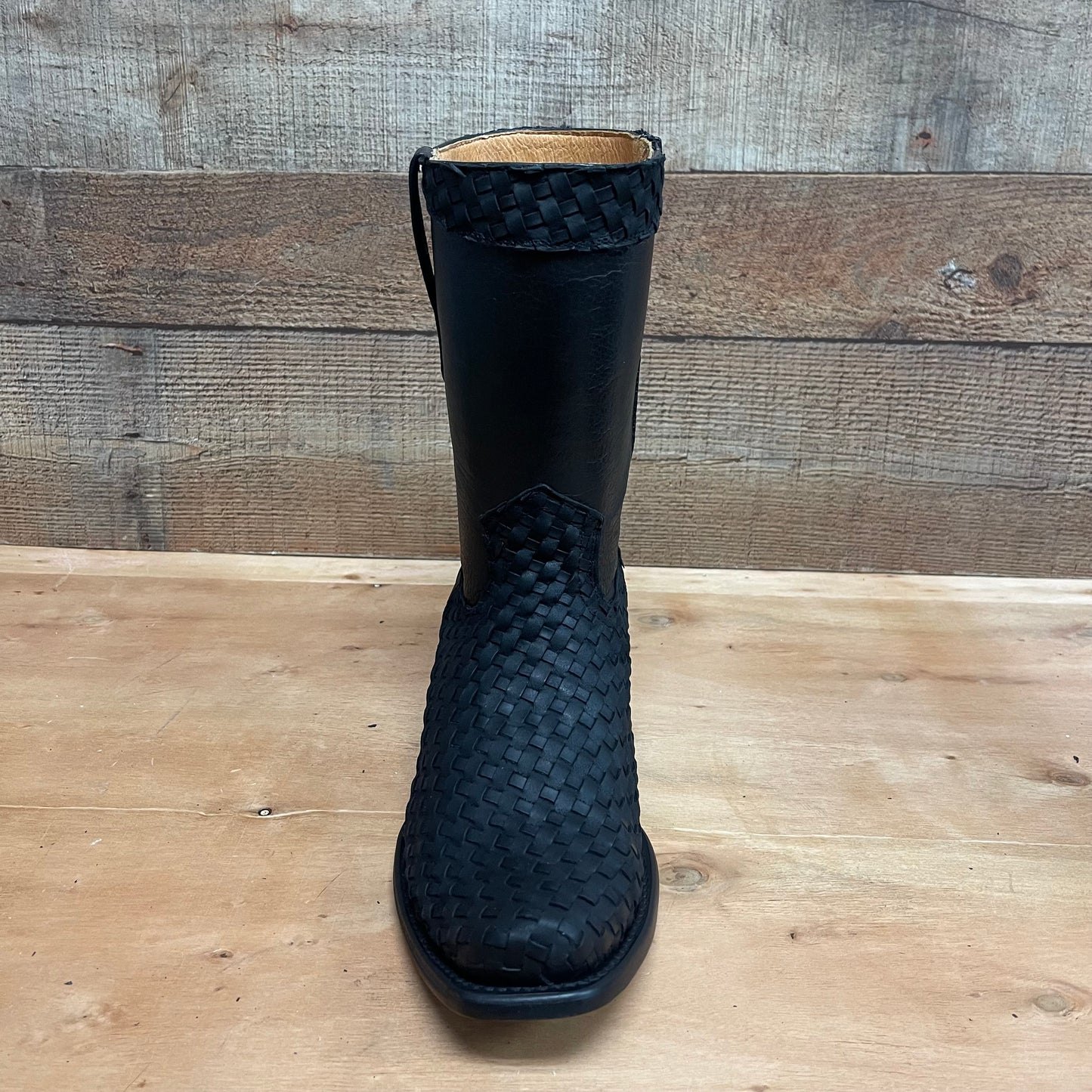 Men's Western Cowboy Side Zipper Genuine Leather with Handwoven Petatillo Style Dubai Toe Boots Est.272 Petatillo Cierre Horma Dubai
