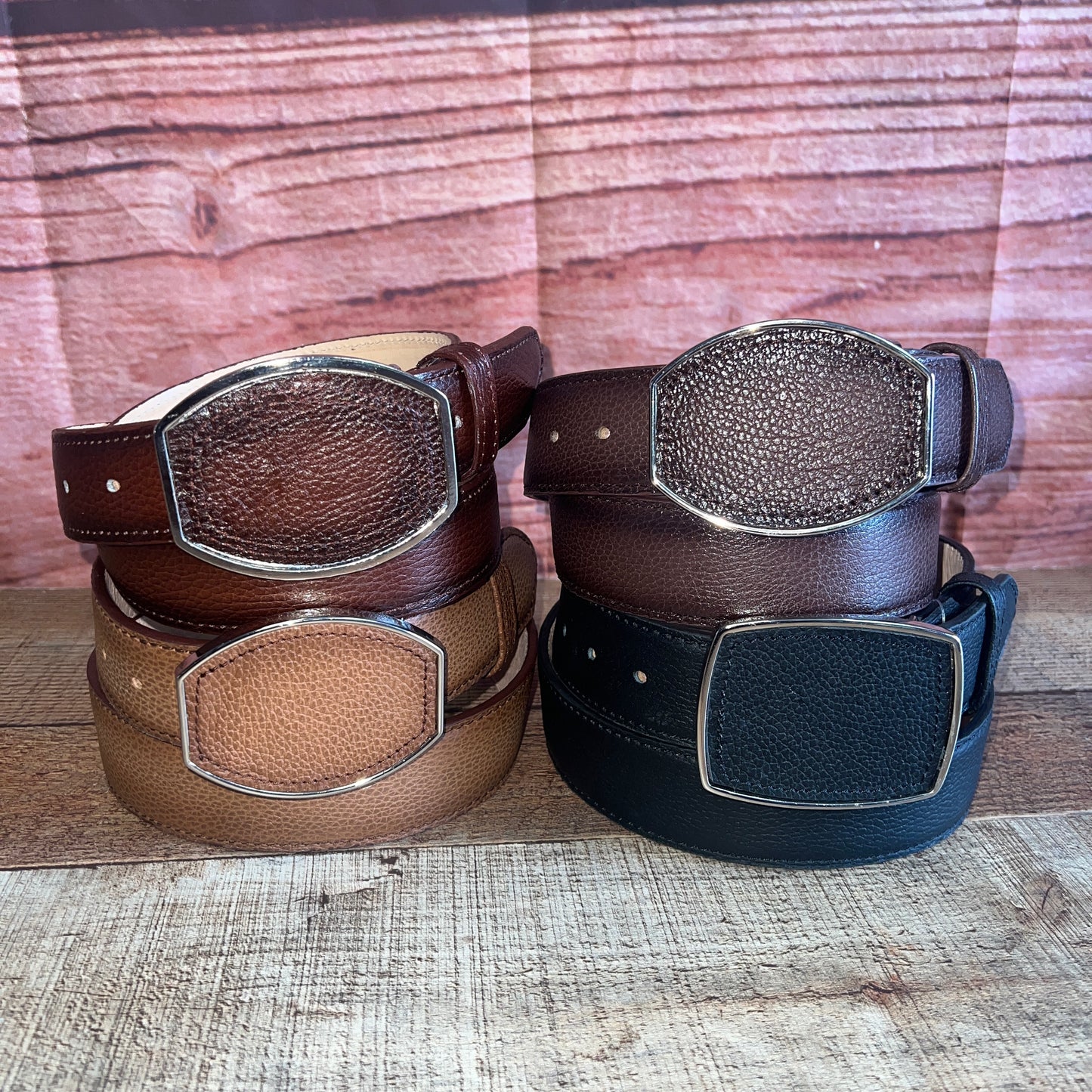 Men's Western Cowboy Genuine Leather American Deer Belt with Square Buckle Cinto Venado Americano Hebilla Cuadrada