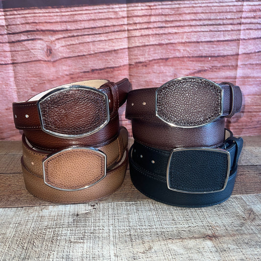 Men's Western Cowboy Genuine Leather American Deer Belt with Square Buckle Cinto Venado Americano Hebilla Cuadrada