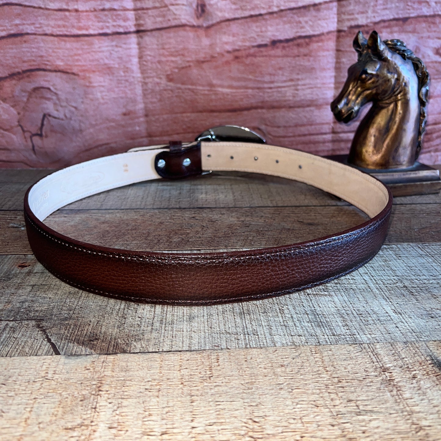 Men's Western Cowboy Genuine Leather American Deer Belt with Square Buckle Cinto Venado Americano Hebilla Cuadrada