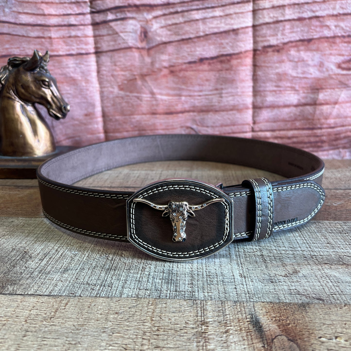 Men's Western Cowboy Genuine Cowhide Leather Belt with Square Metallic Buckle- Cinto vaquero Premium Hebilla Metalica Toro Diamante
